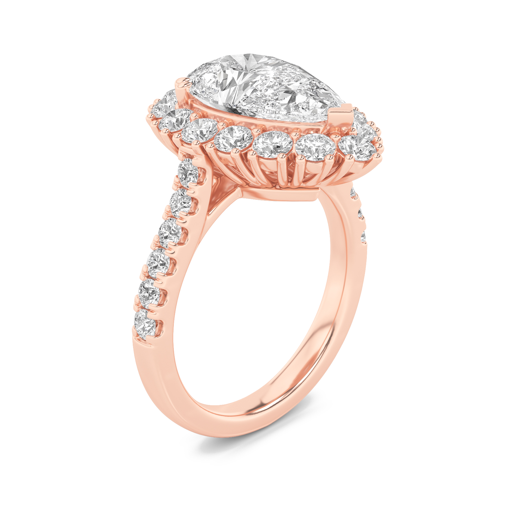Halo Accent Shank Oval Engagement Ring view 3