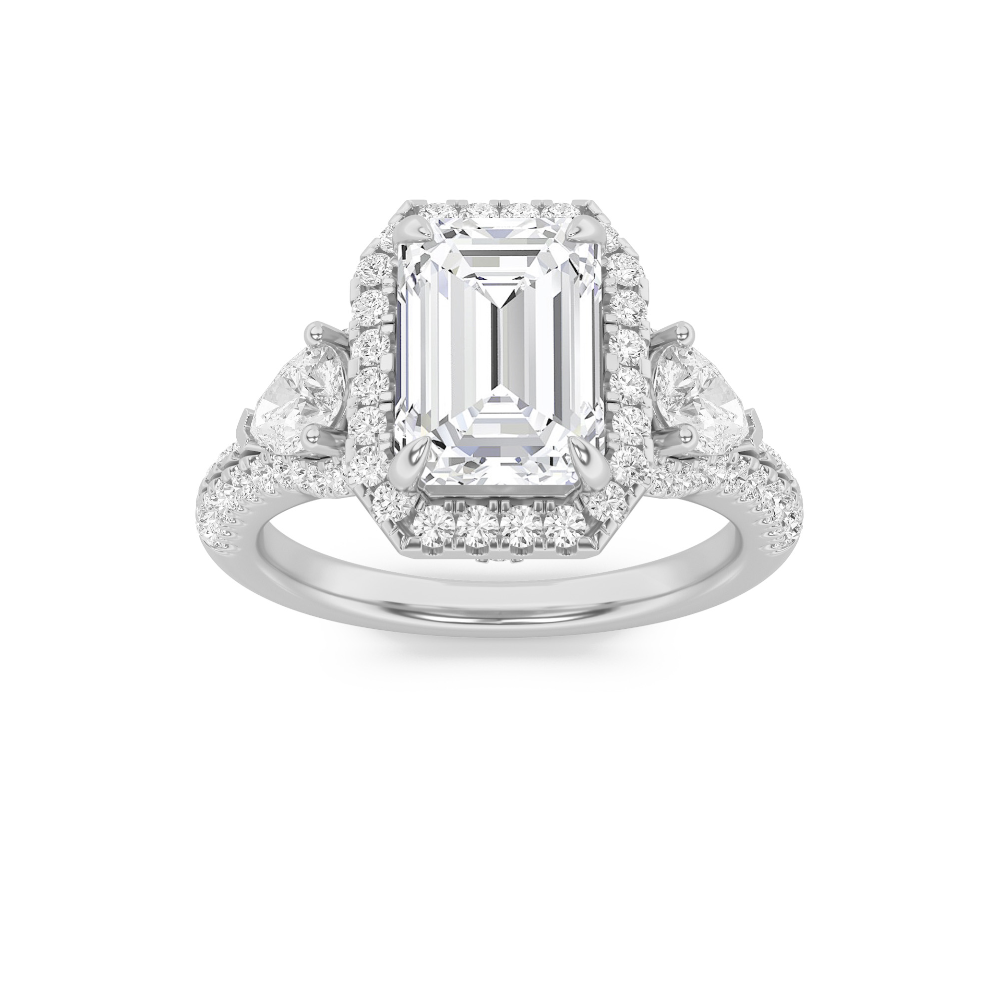 3.00 CT Emerald Diamond Ring in 14K White Gold