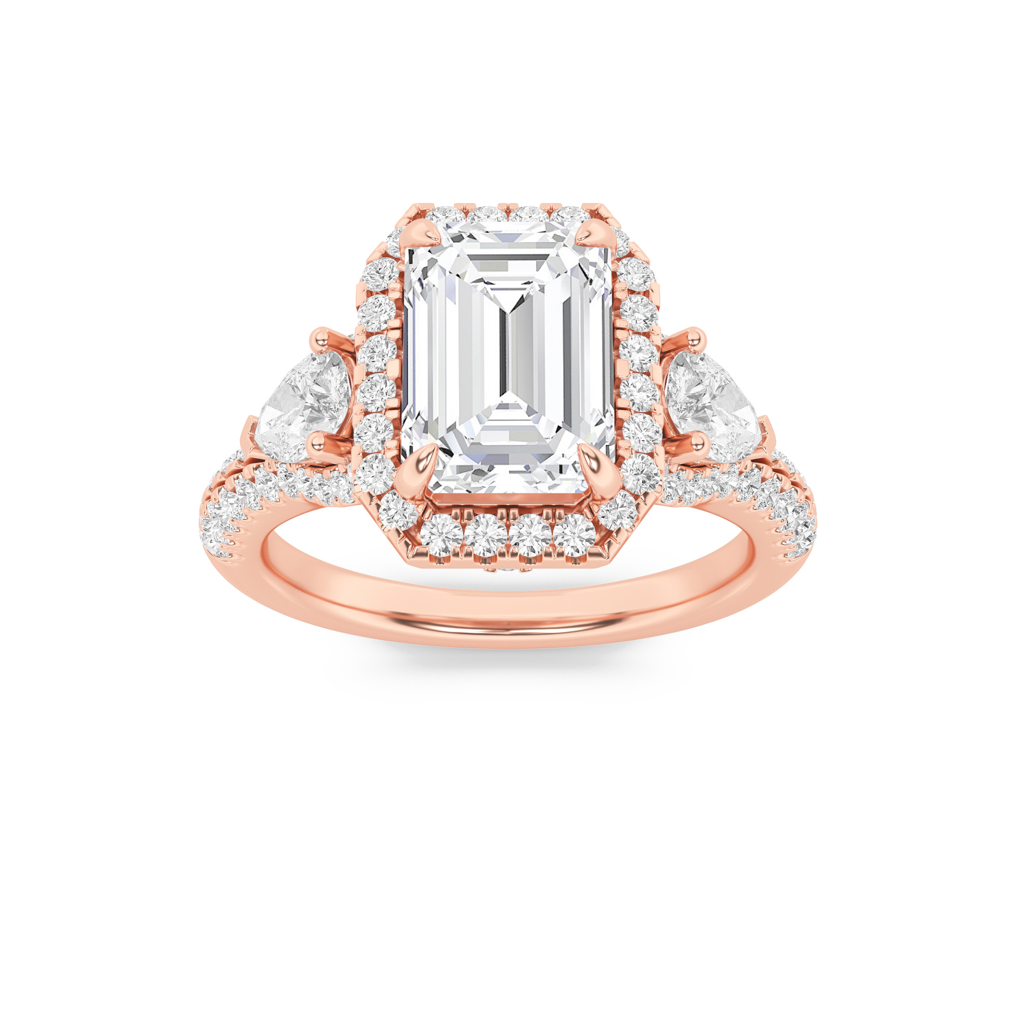 3.00 CT Emerald Diamond Ring in 14K Rose Gold