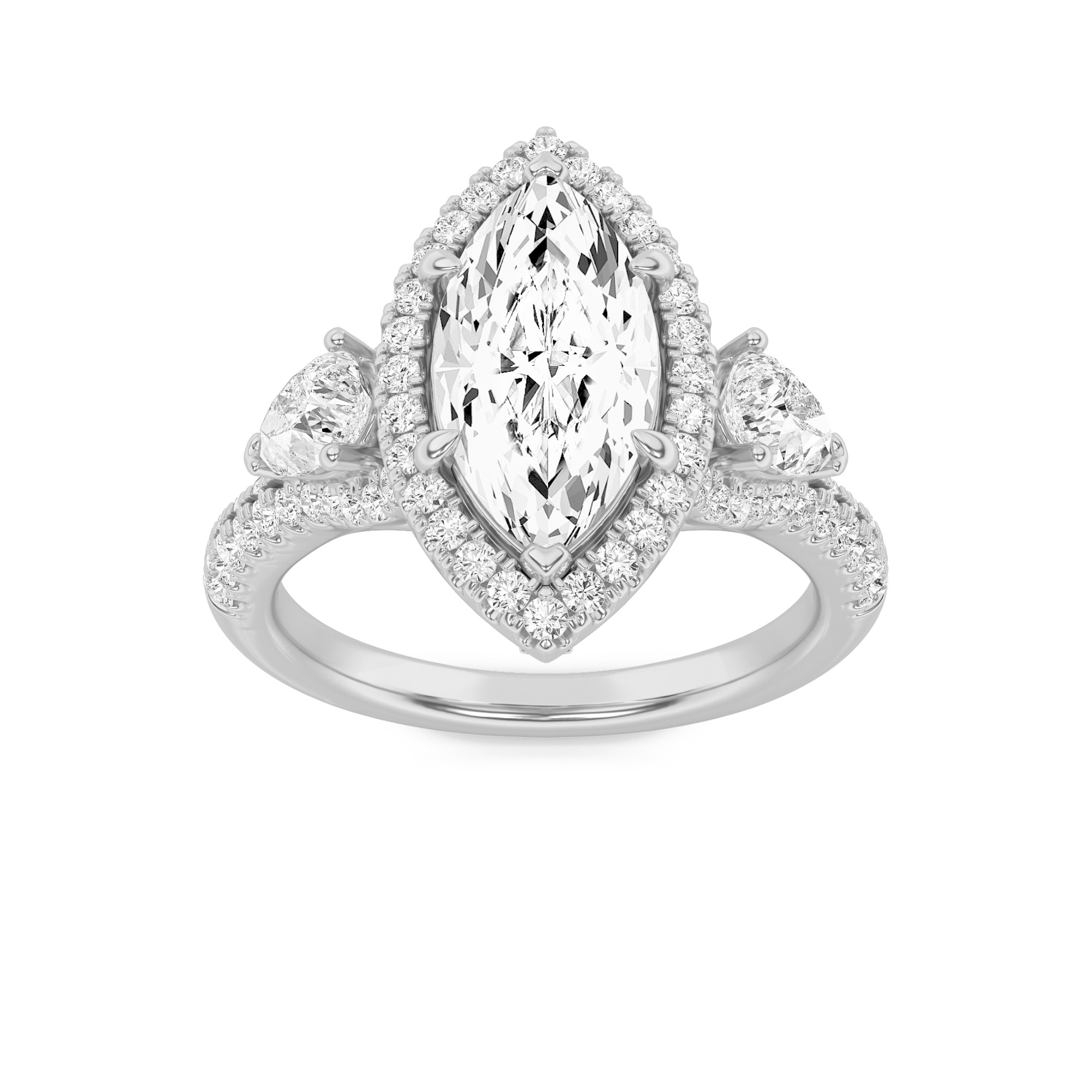 3.00 CT Marquise Diamond Ring in 14K White Gold
