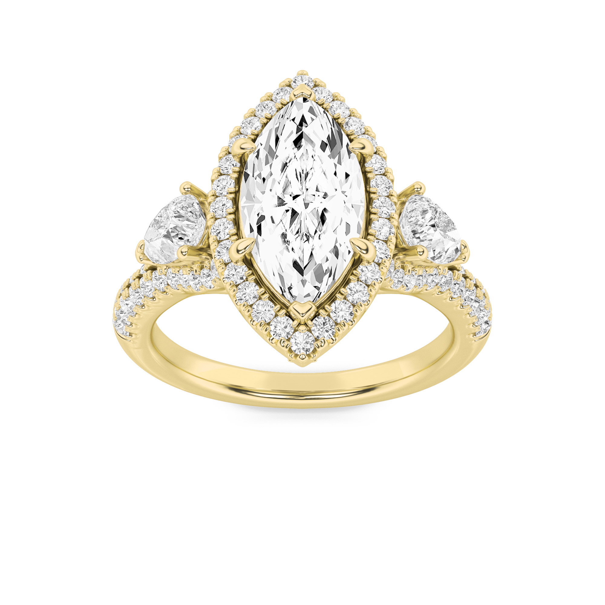 3.00 CT Marquise Diamond Ring in 14K Yellow Gold