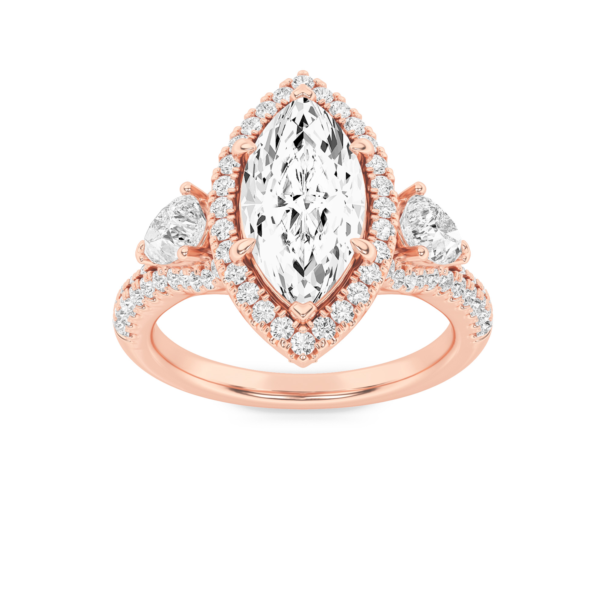 3.00 CT Marquise Diamond Ring in 14K Rose Gold