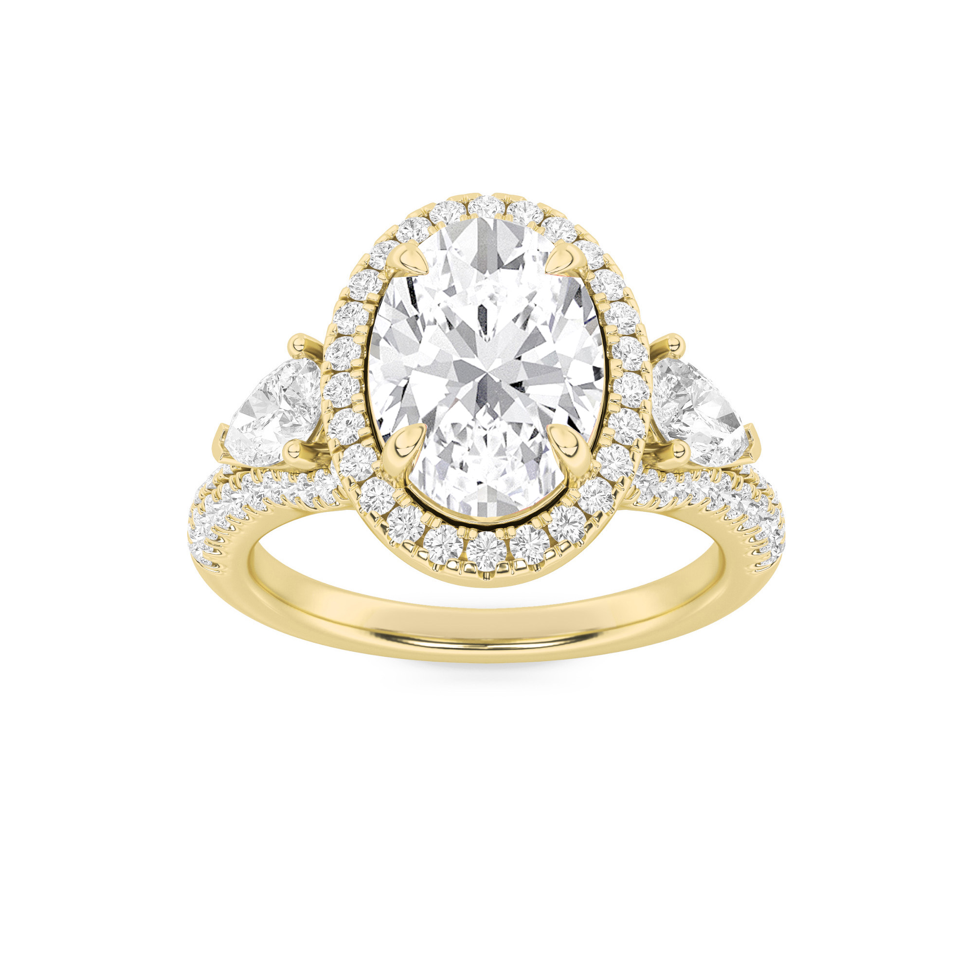3.00 CT Oval Diamond Ring in 14K Yellow Gold