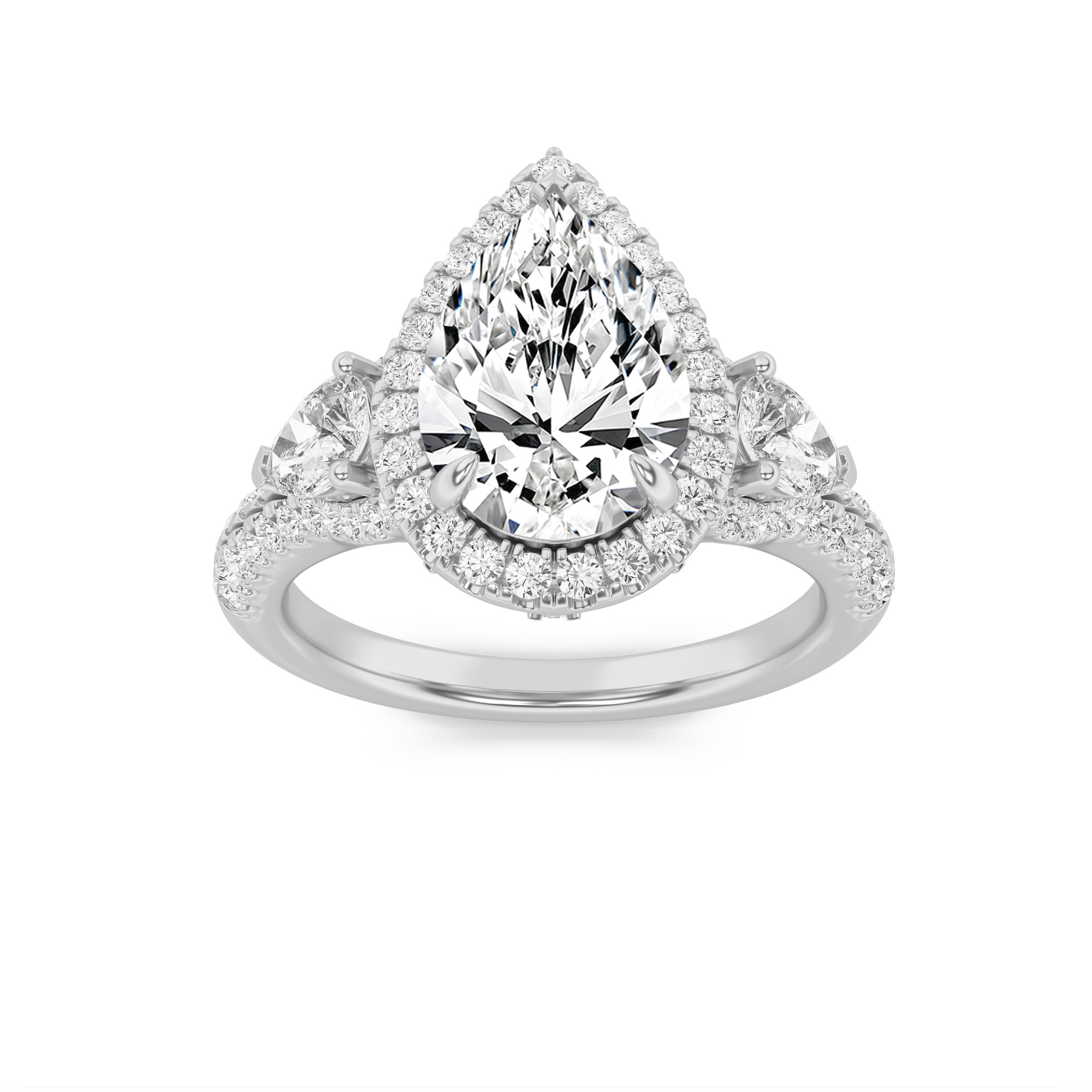 3.00 CT Pear Diamond Ring in 14K White Gold