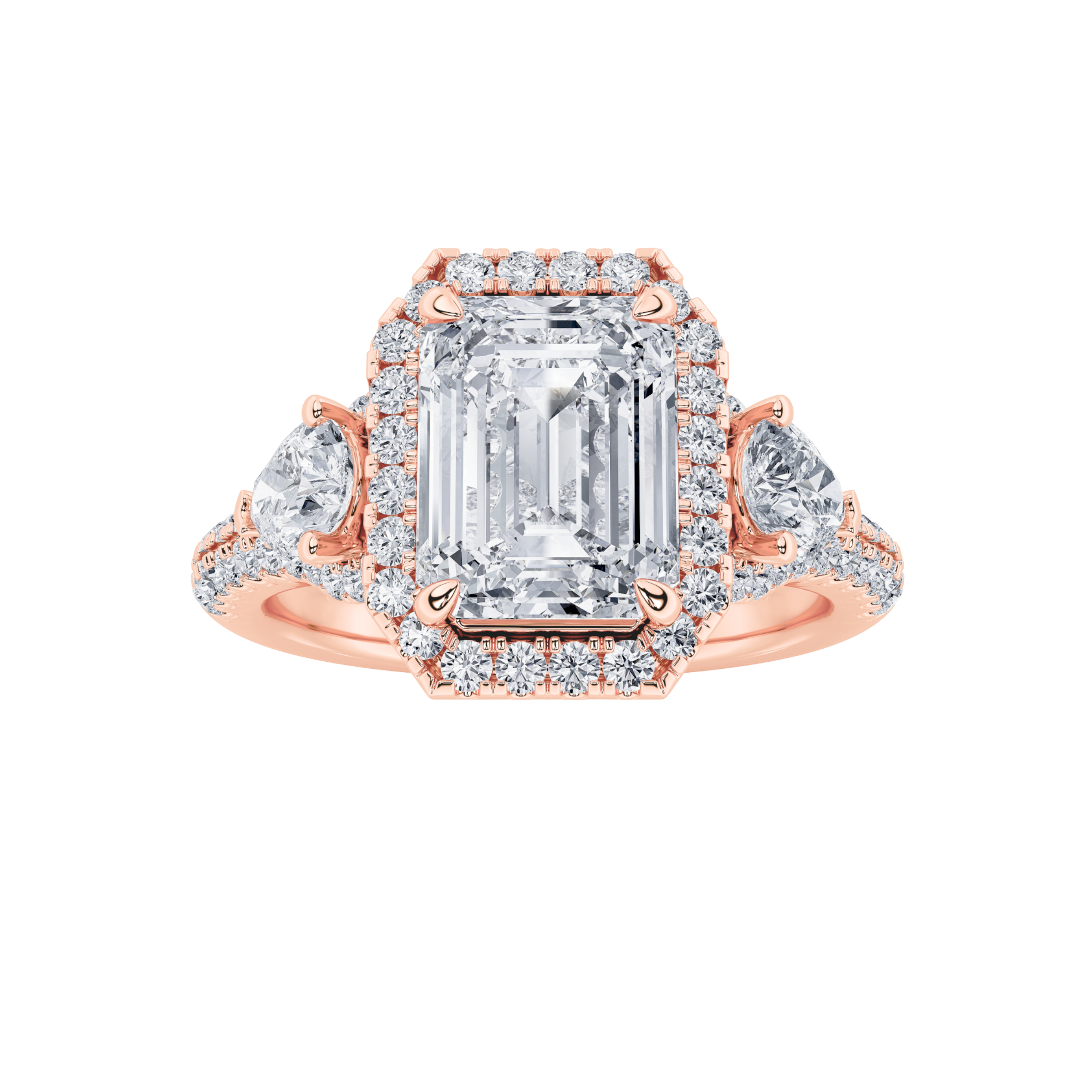 3.00 CT Radiant Diamond Ring in 14K Rose Gold