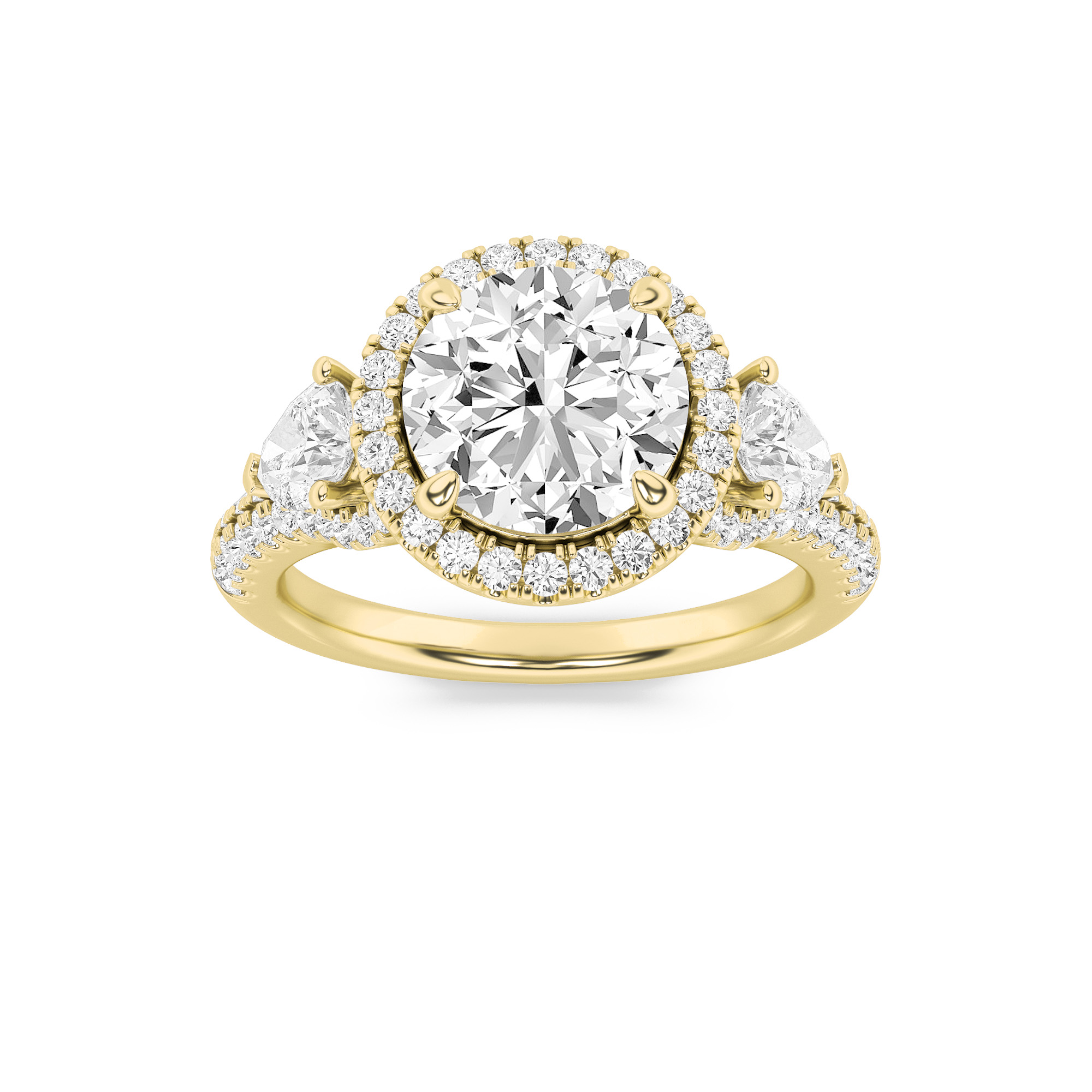 3.00 CT Round Diamond Ring in 14K Yellow Gold