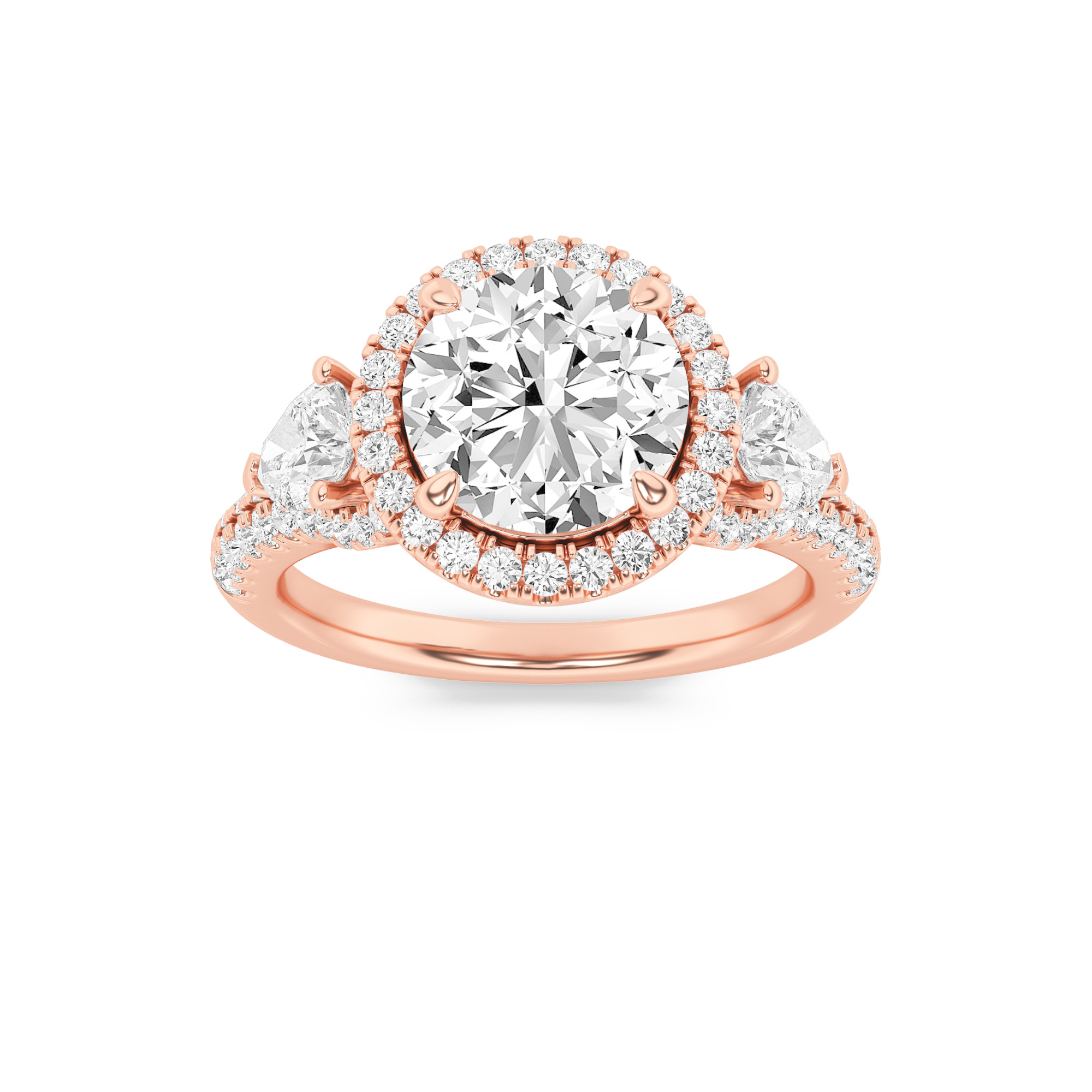3.00 CT Round Diamond Ring in 14K Rose Gold