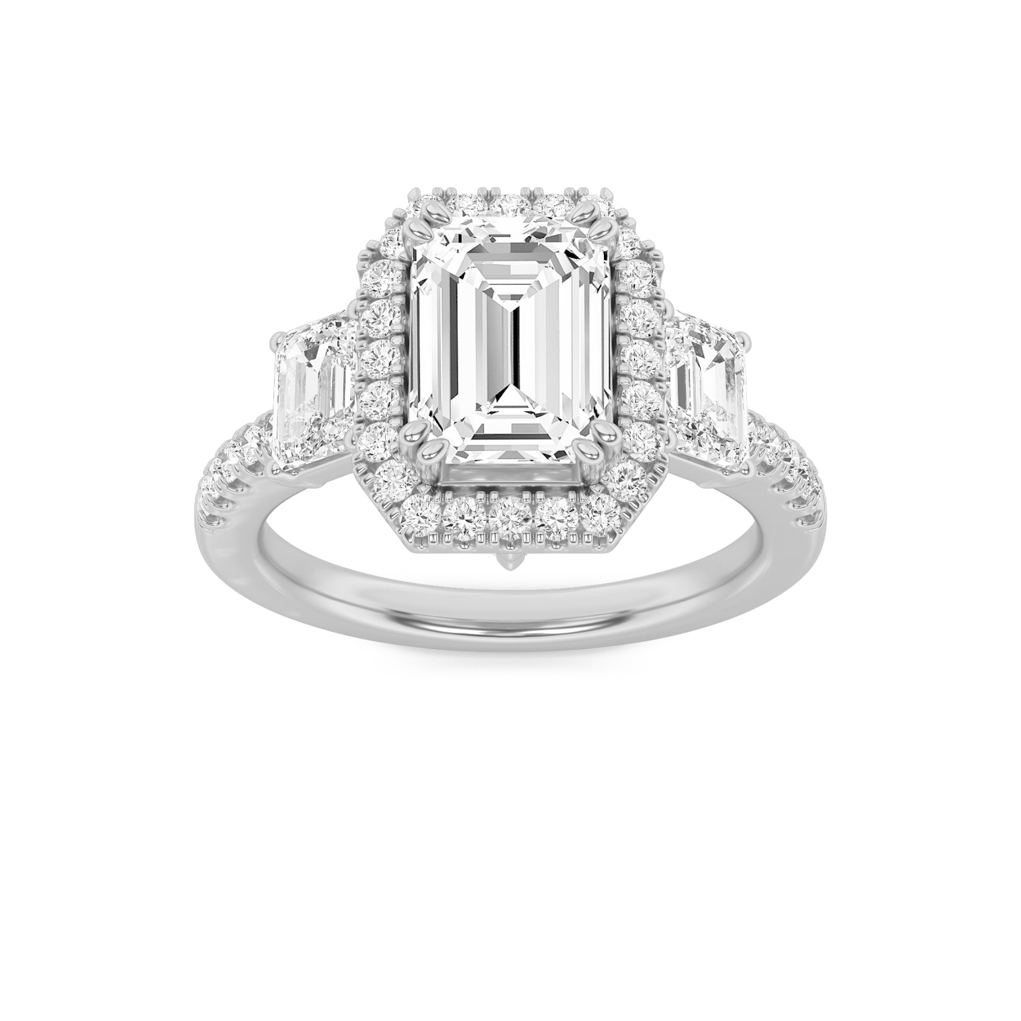 3.00 CT Emerald Diamond Ring in 14K White Gold