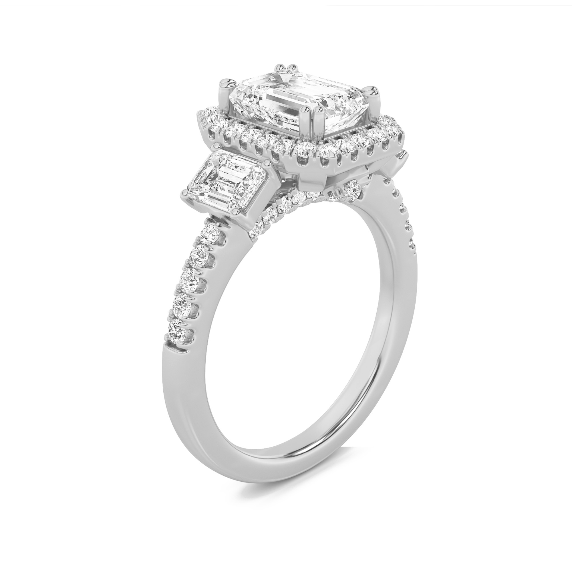 Three Stone Emerald Engagement Ring view 3