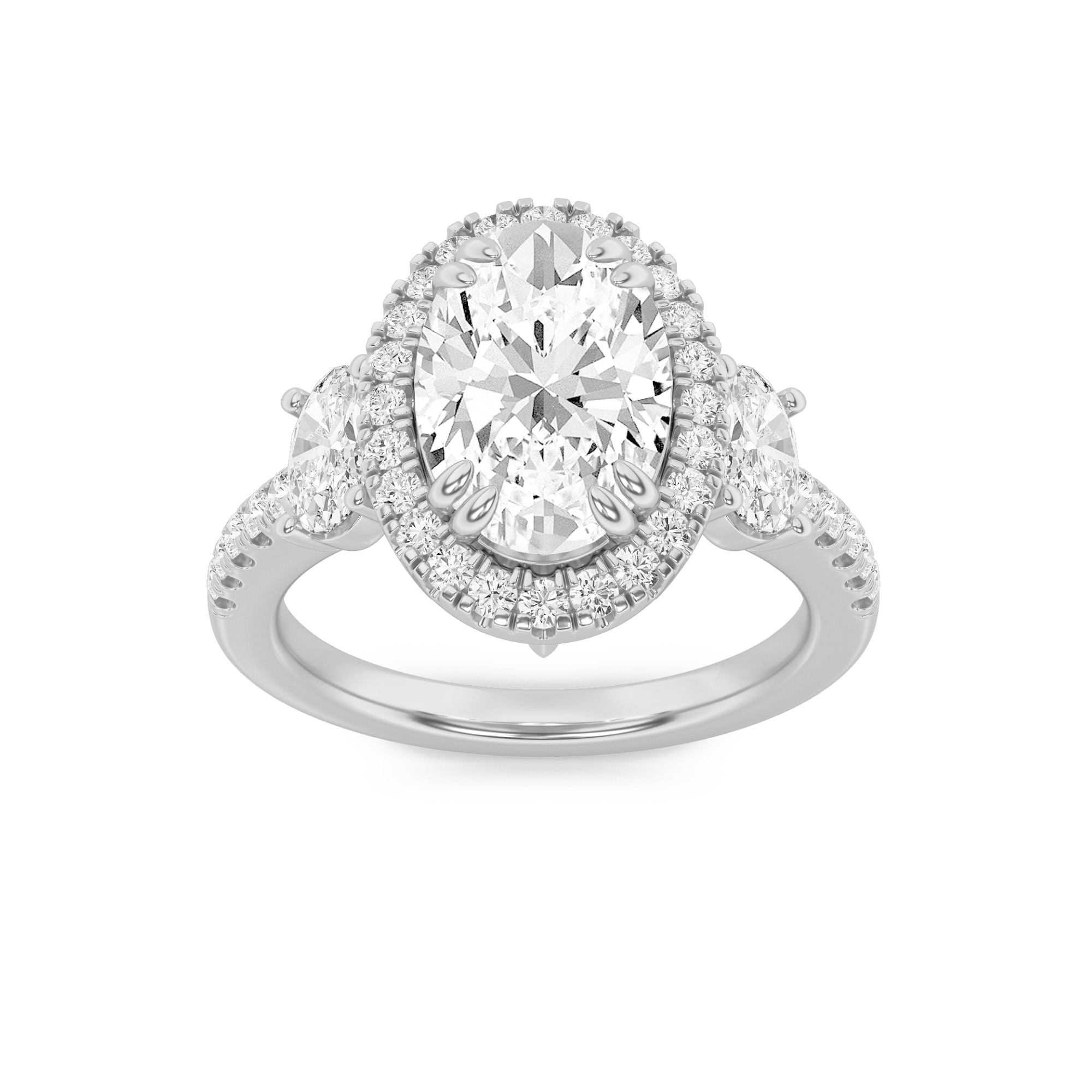 3.00 CT Oval Diamond Ring in 14K White Gold