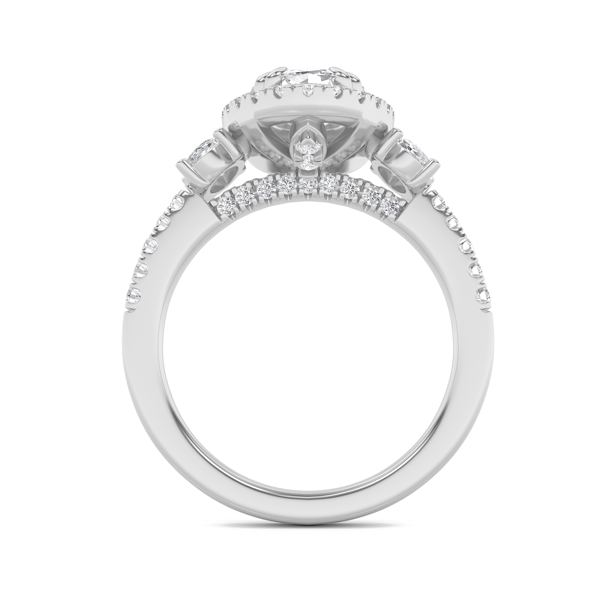 Three Stone Emerald Engagement Ring view 4