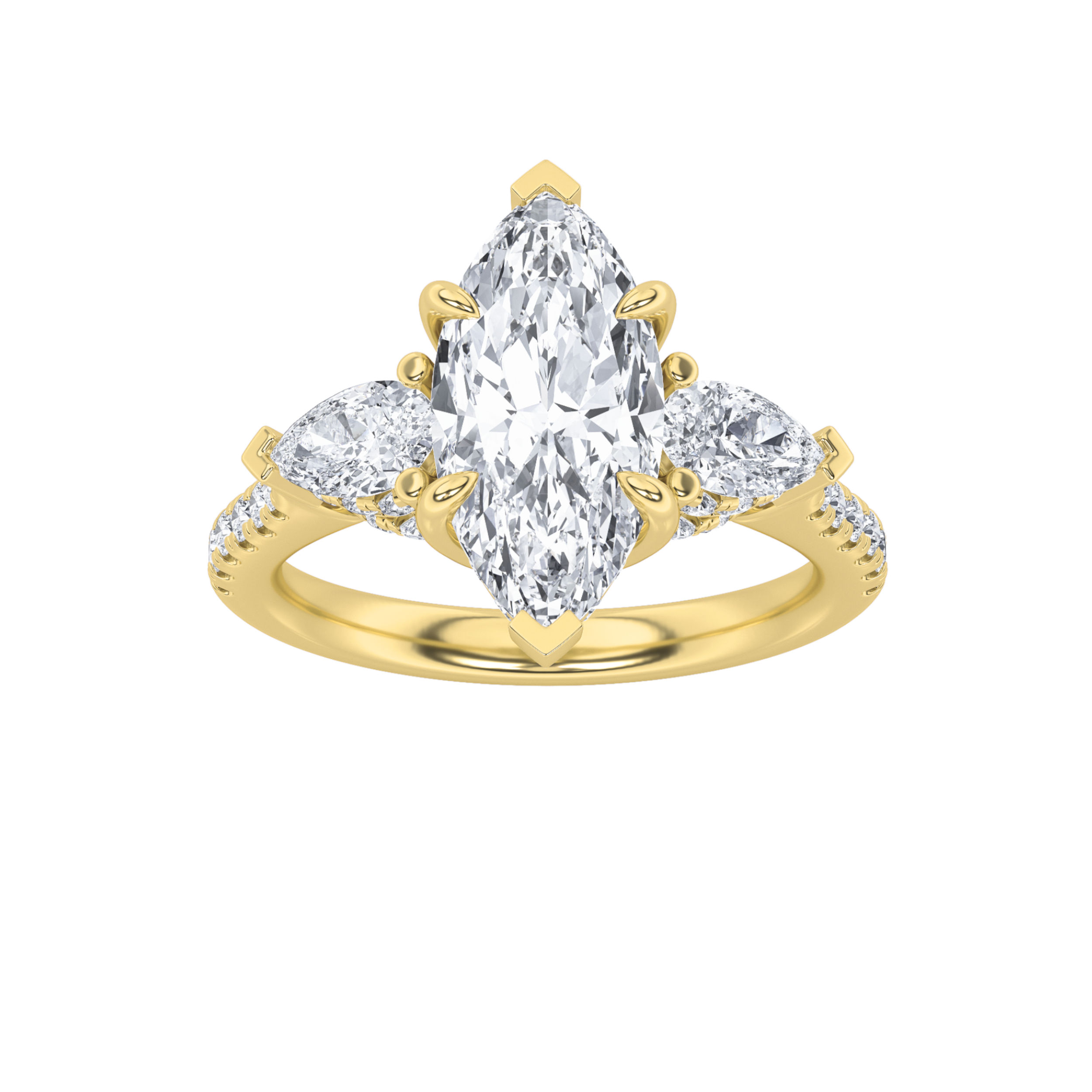 3.00 CT Marquise Diamond Ring in 14K Yellow Gold