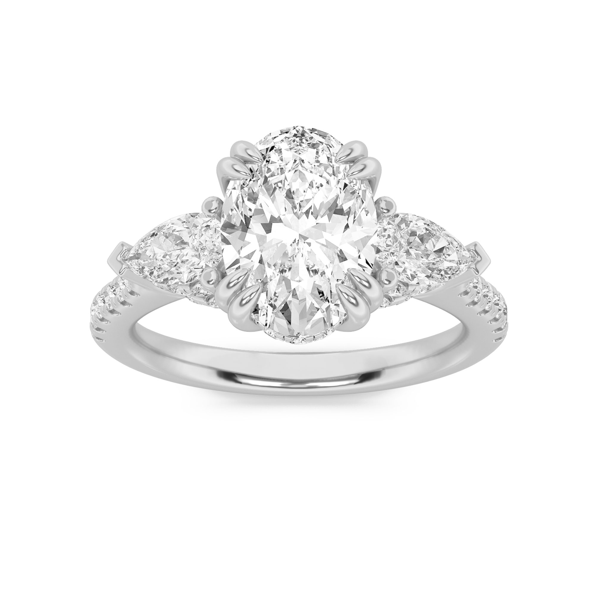 3.00 CT Oval Diamond Ring in 14K White Gold