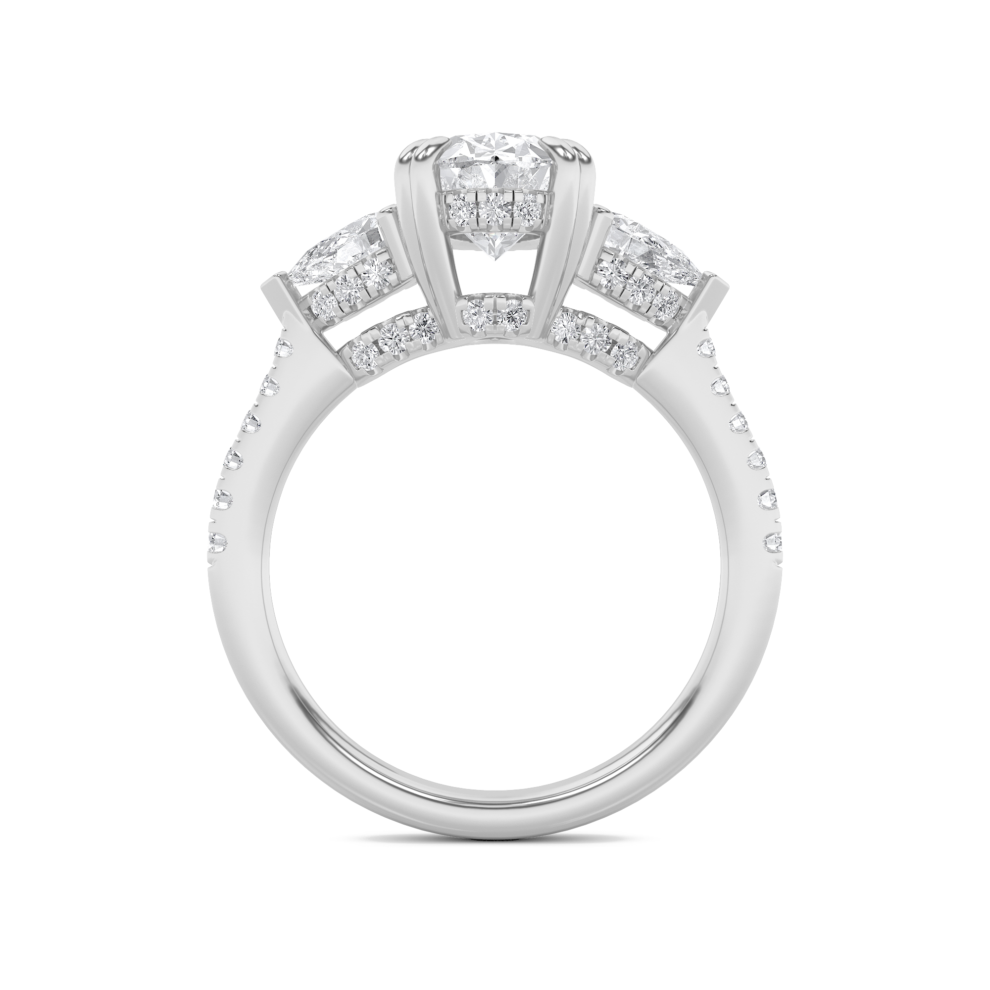 Three Stone Emerald Engagement Ring view 4