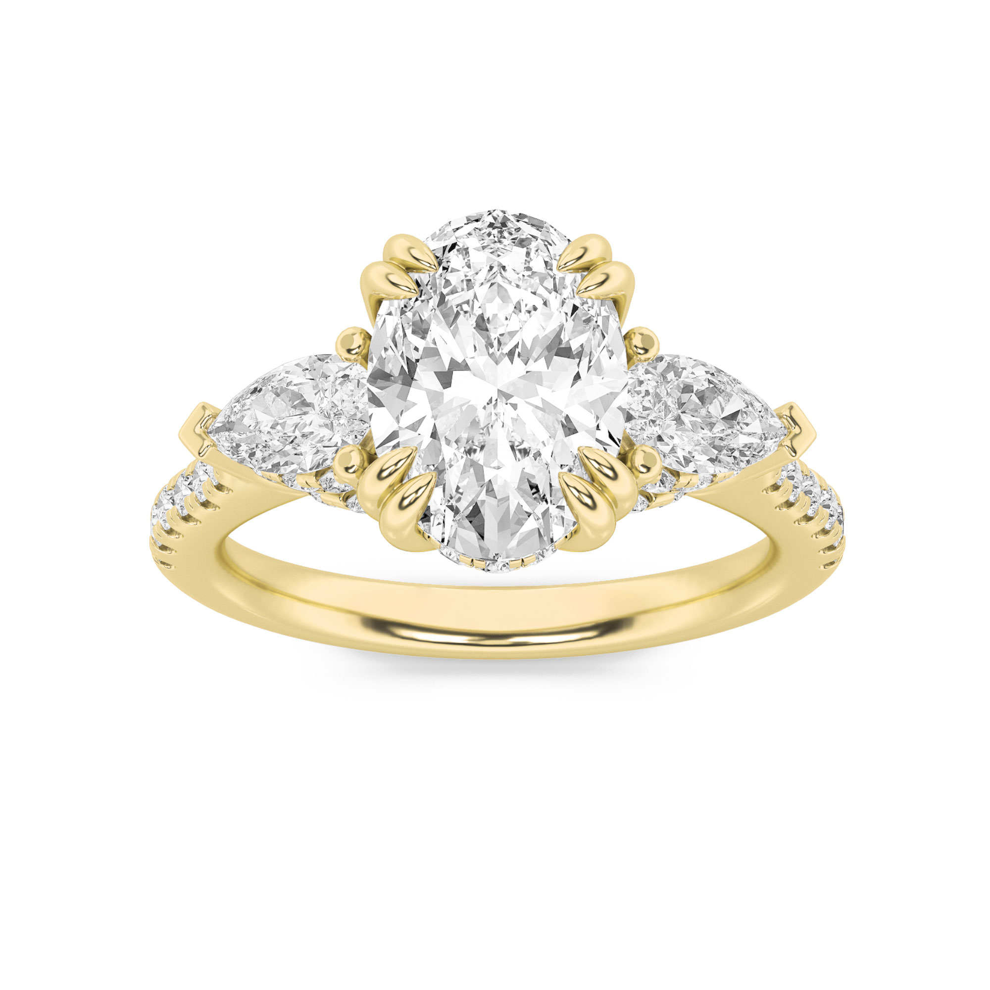 3.00 CT Oval Diamond Ring in 14K Yellow Gold