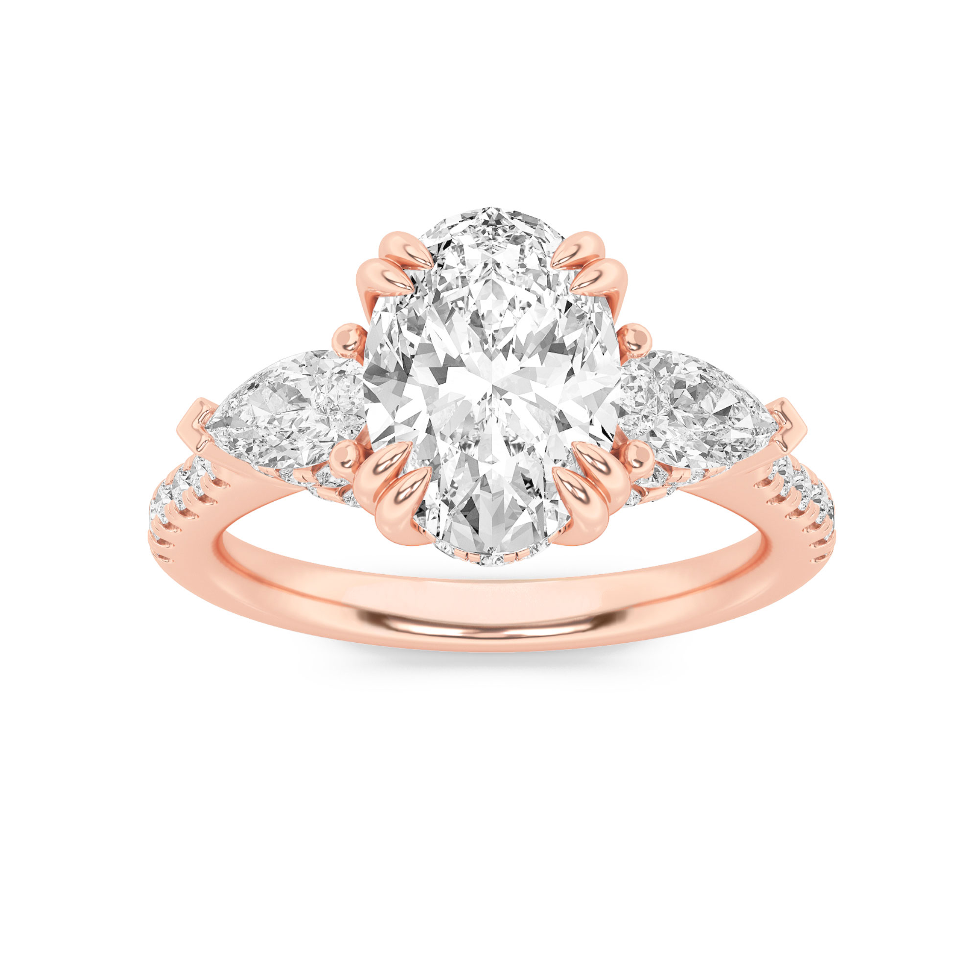 3.00 CT Oval Diamond Ring in 14K Rose Gold