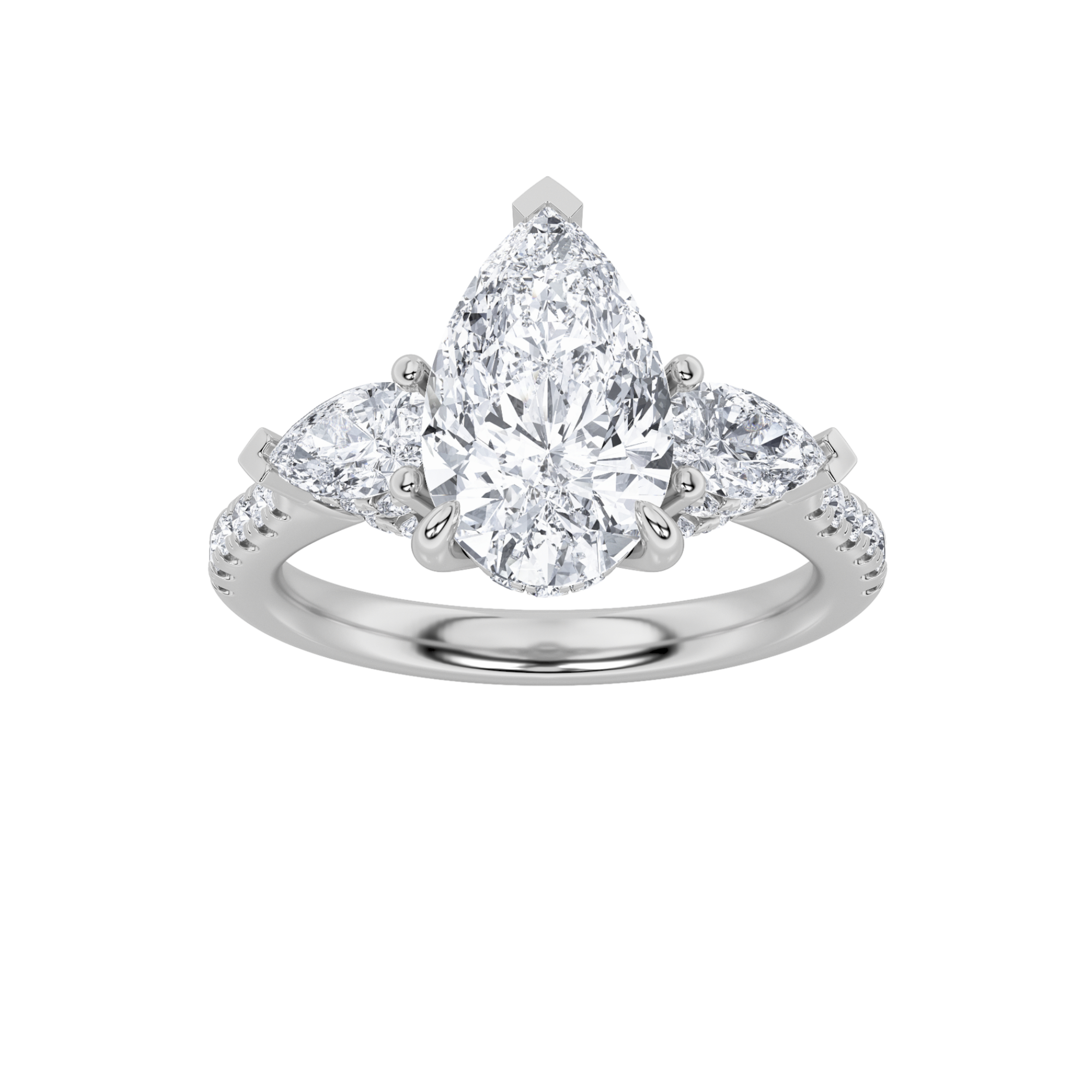 3.00 CT Pear Diamond Ring in 14K White Gold