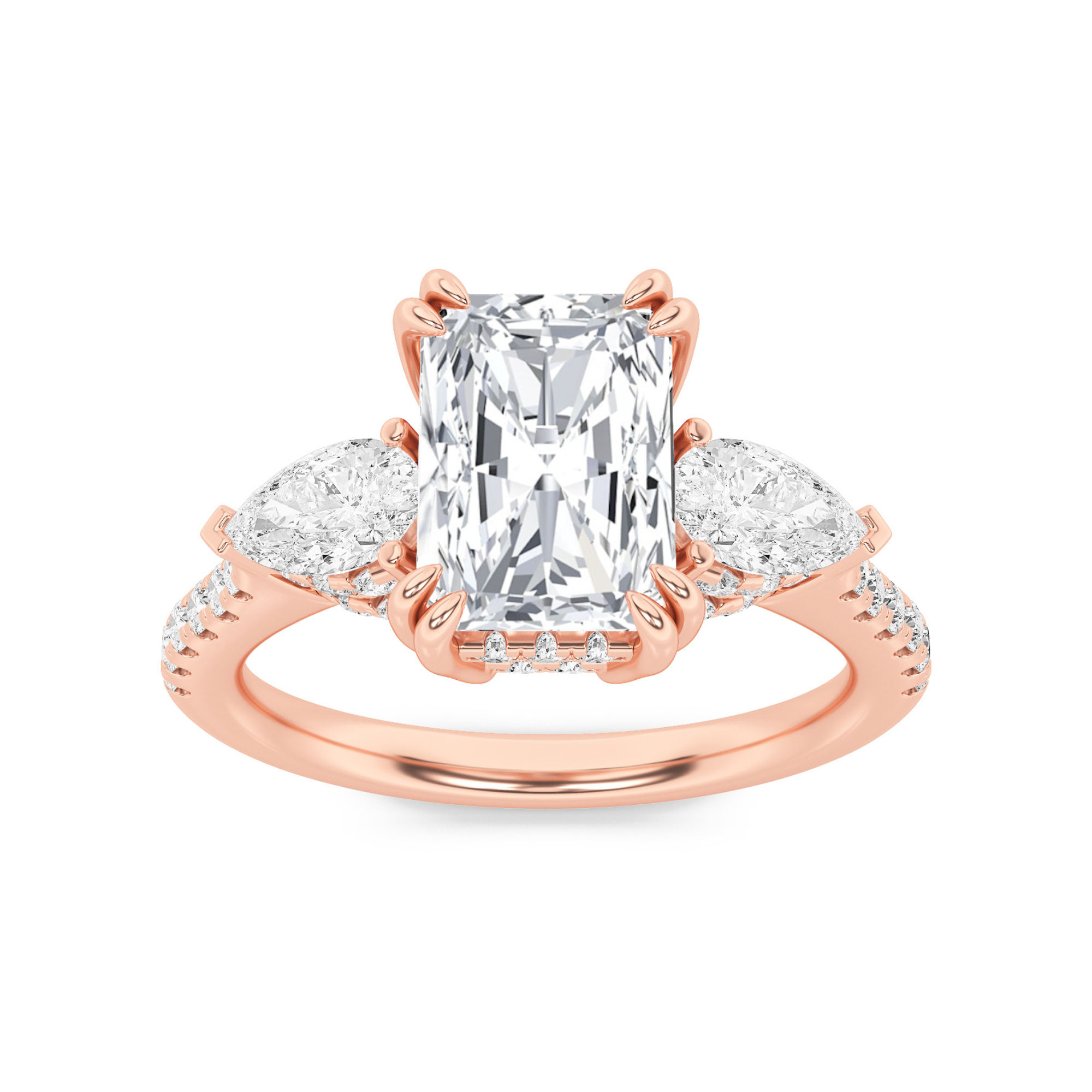 3.00 CT Radiant Diamond Ring in 14K Rose Gold