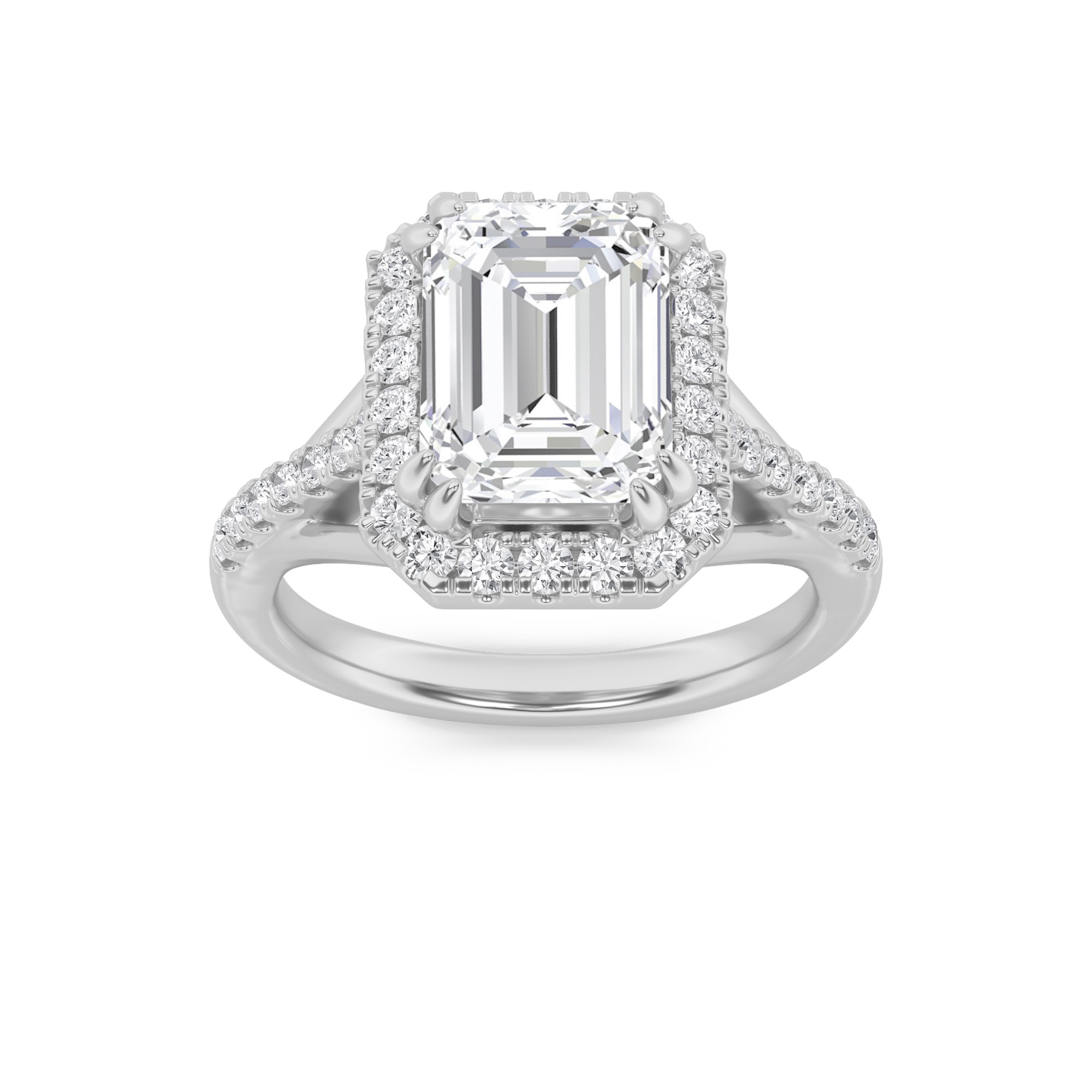 3.00 CT Emerald Diamond Ring in 14K White Gold