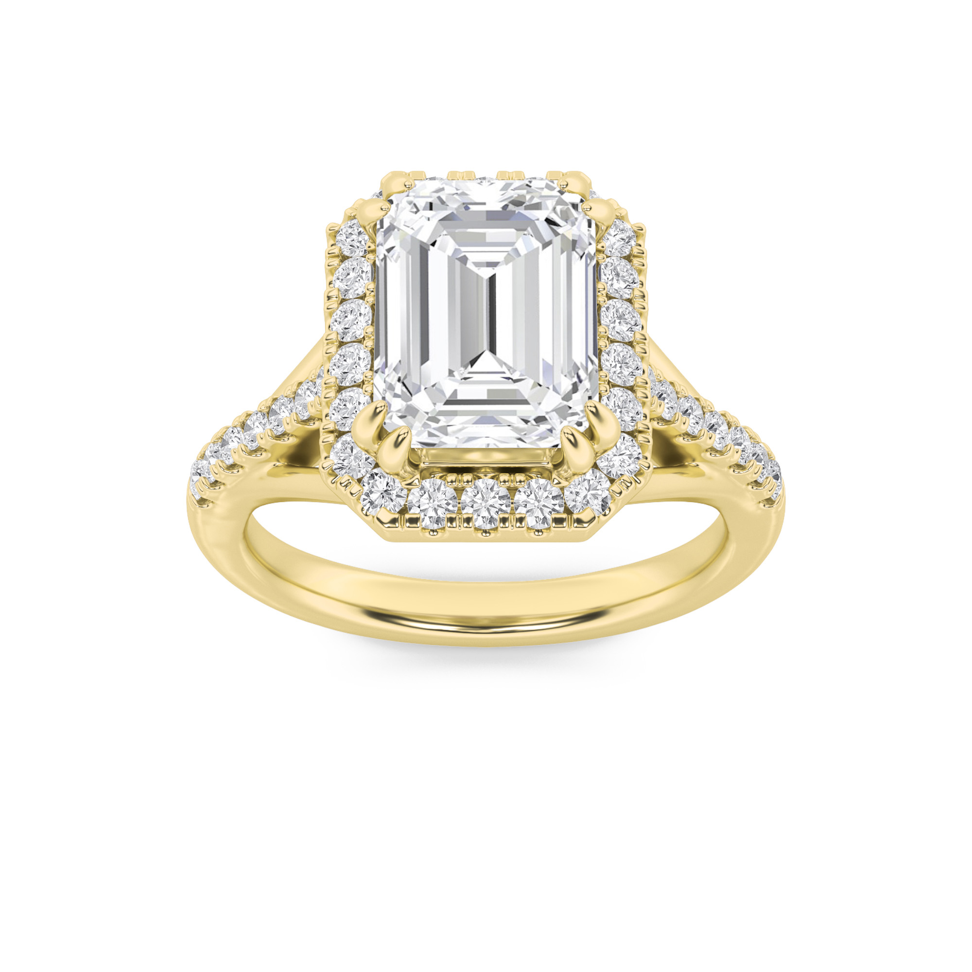 3.00 CT Emerald Diamond Ring in 14K Yellow Gold