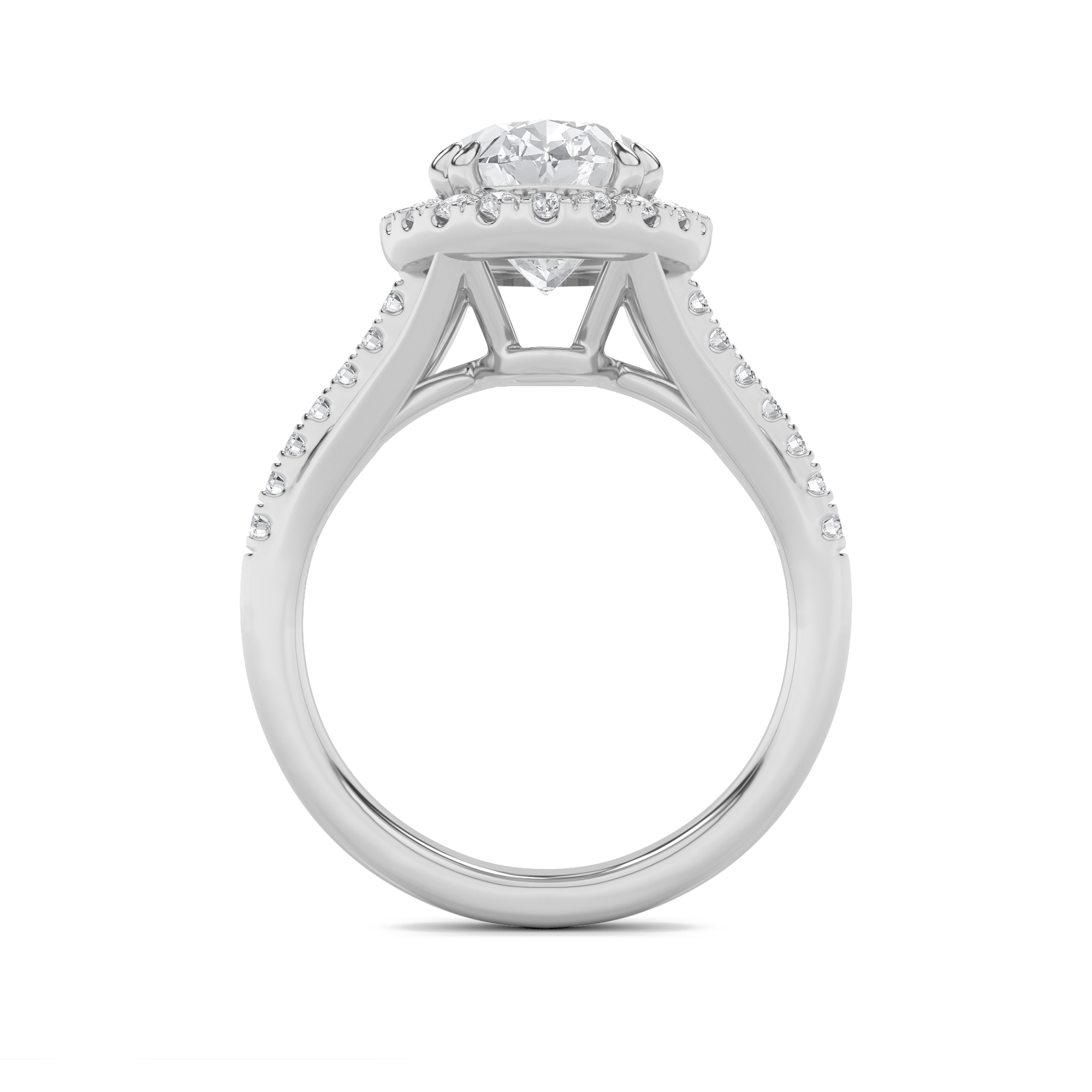 Halo Accented Engagement Ring  with Emerald Shaped Lab Grown Diamond (F/VS) in 14K Gold view 4