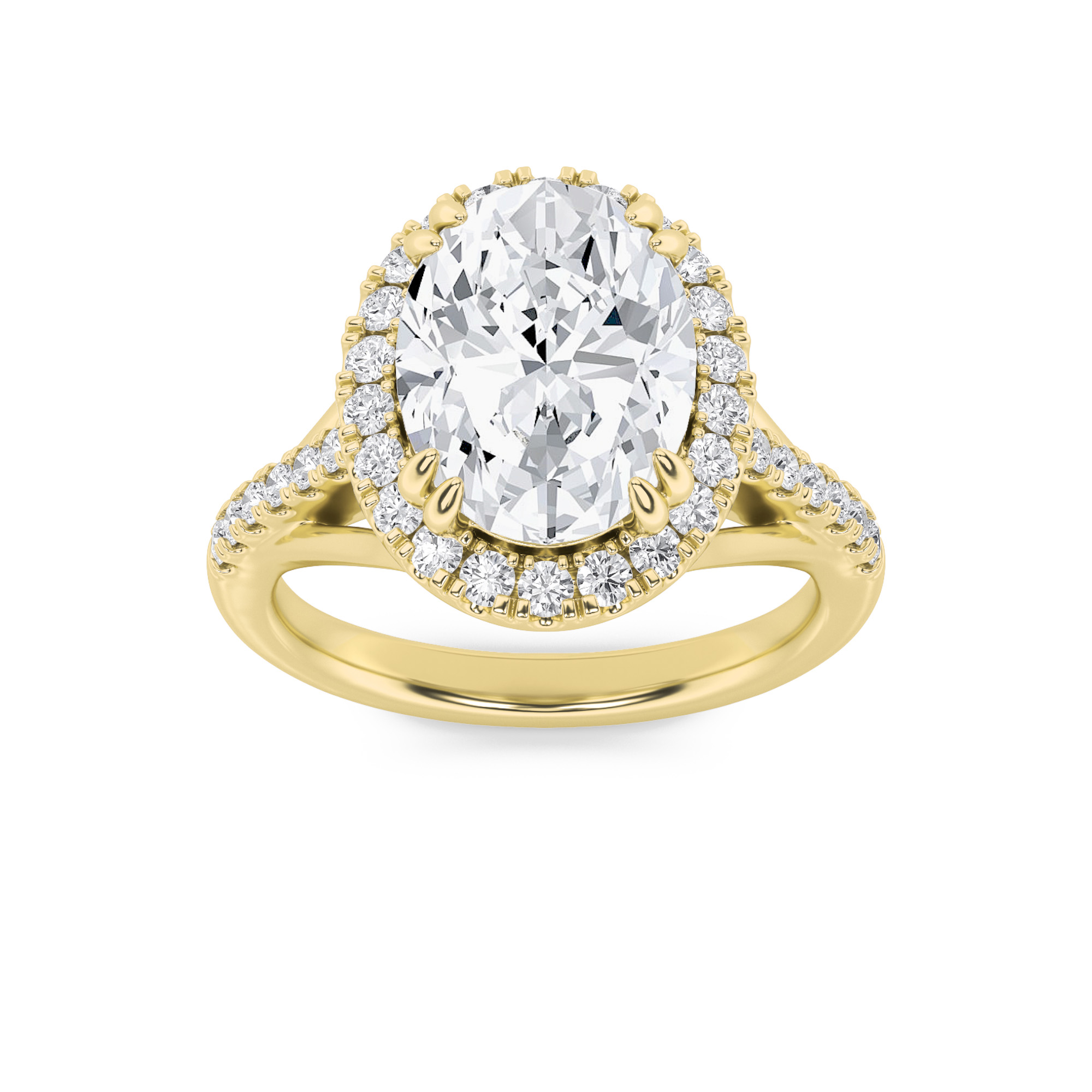 3.00 CT Oval Diamond Ring in 14K Yellow Gold