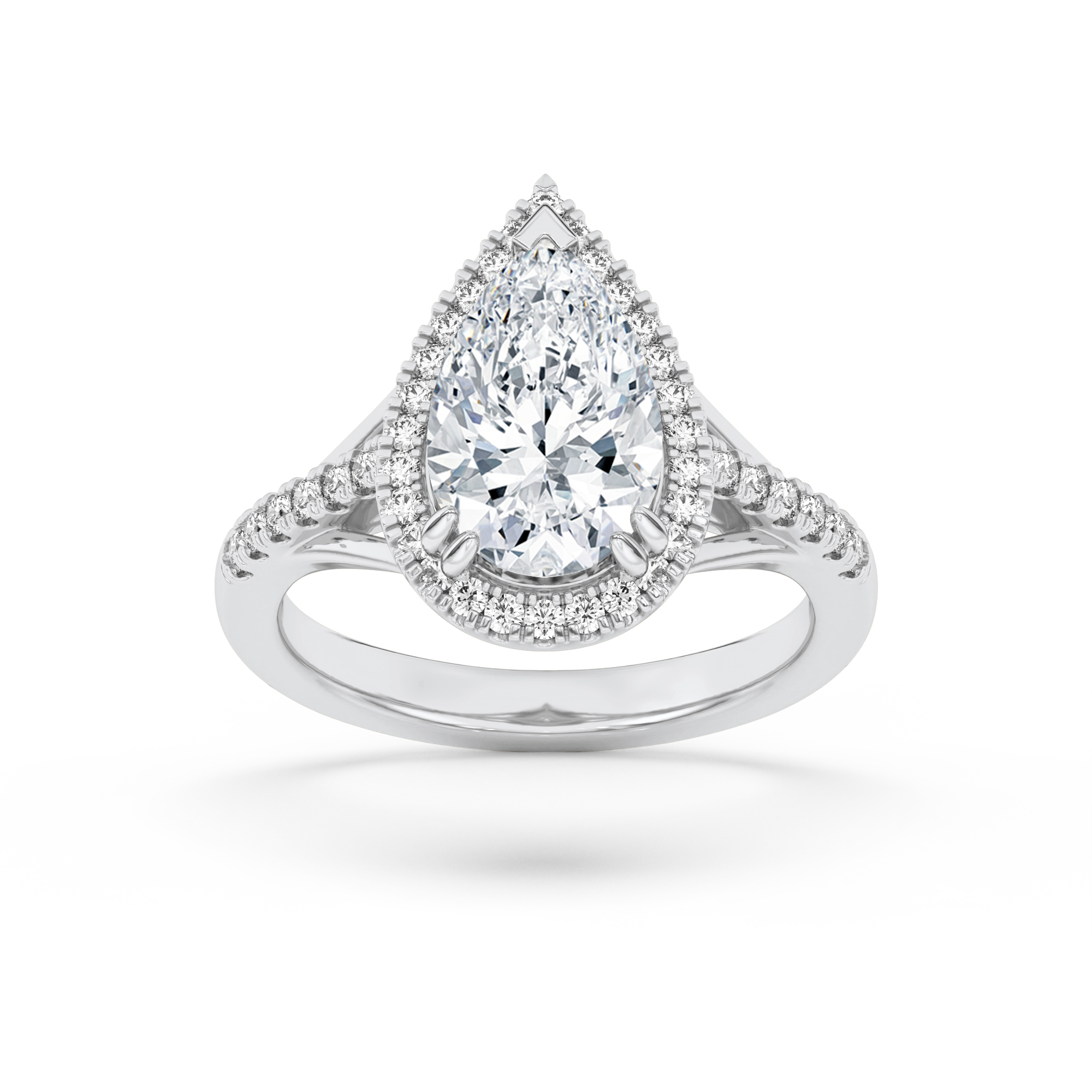 3.00 CT Pear Diamond Ring in 14K White Gold