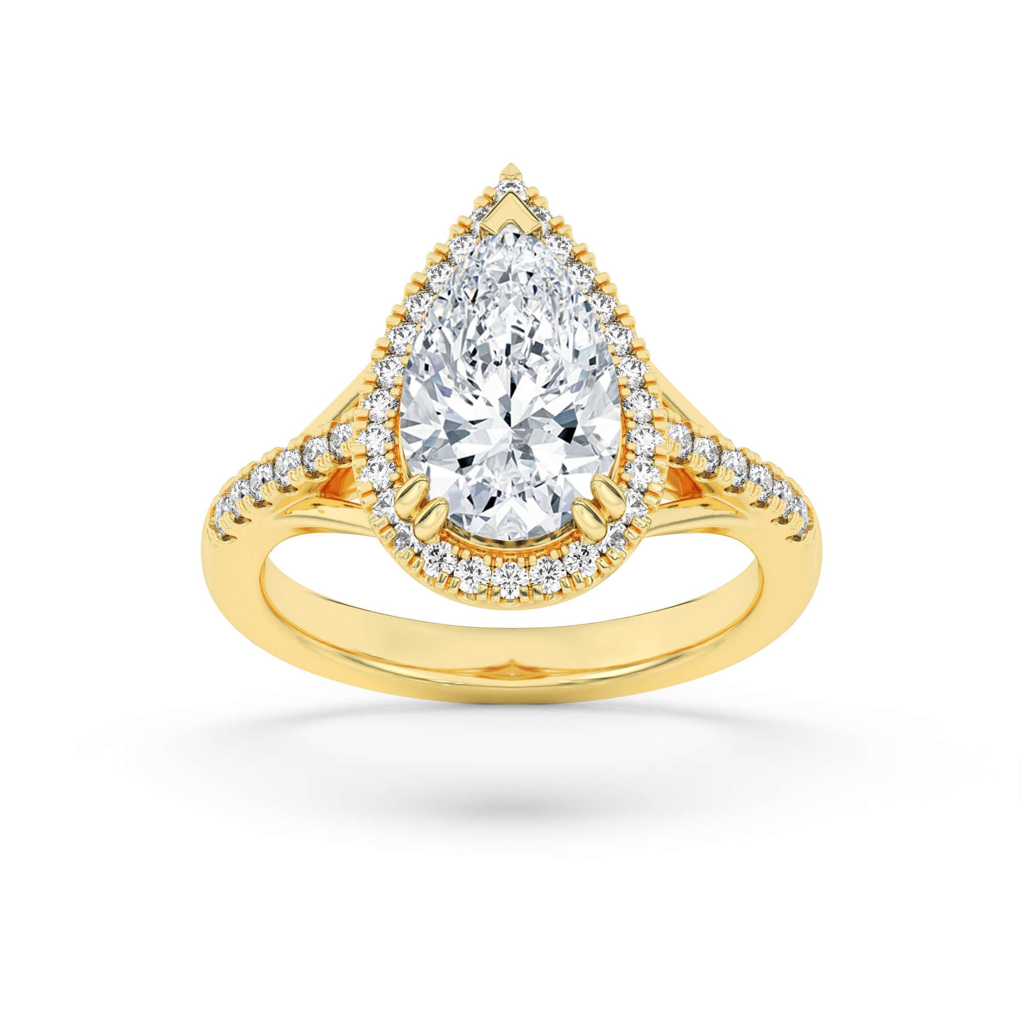 3.00 CT Pear Diamond Ring in 14K Yellow Gold