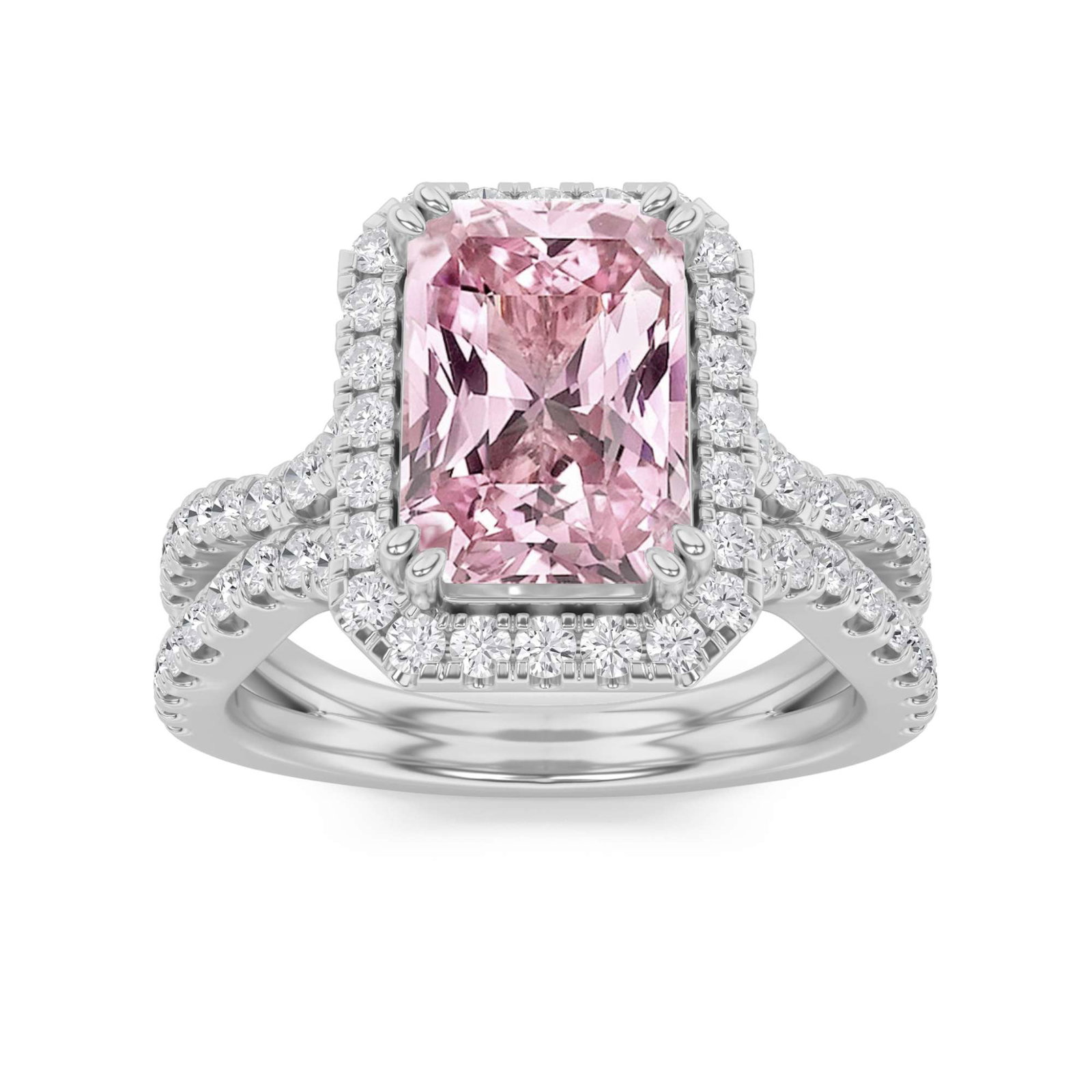 0.00 CT Radiant Diamond Ring in 14K White Gold / 14K Yellow Gold