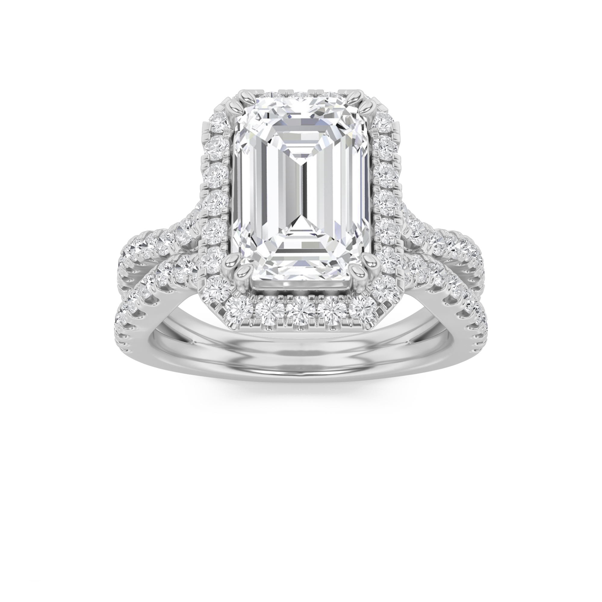 4.00 CT Emerald Diamond Ring in 14K White Gold