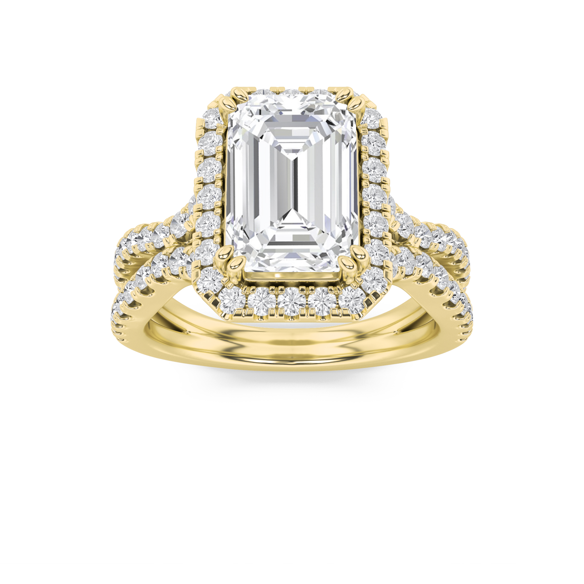 4.00 CT Emerald Diamond Ring in 14K Yellow Gold