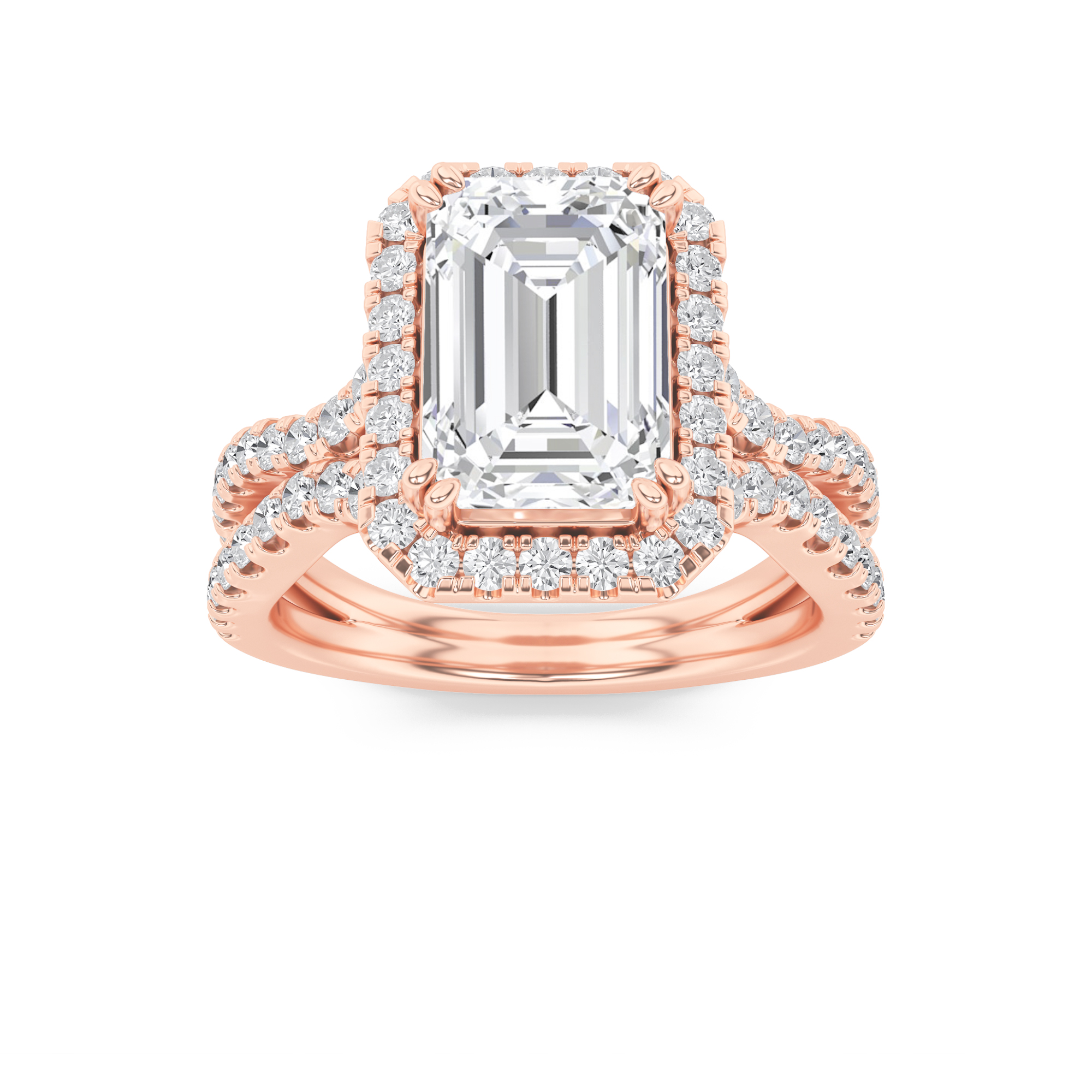 4.00 CT Emerald Diamond Ring in 14K Rose Gold