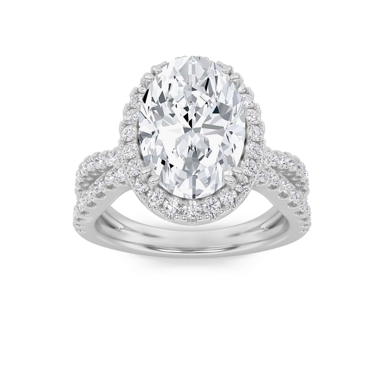 0.00 CT Oval Diamond Ring in 14K White Gold / 14K Yellow Gold
