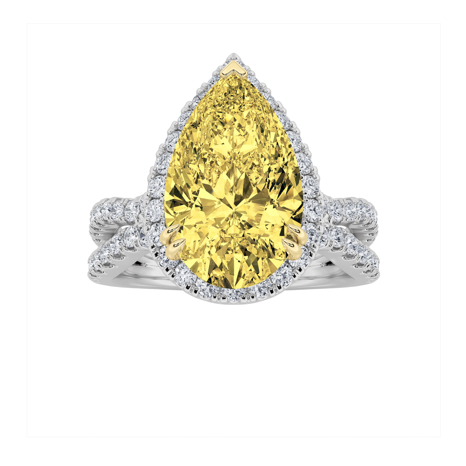 0.00 CT Pear Diamond Ring in 14K White Gold / 14K Yellow Gold