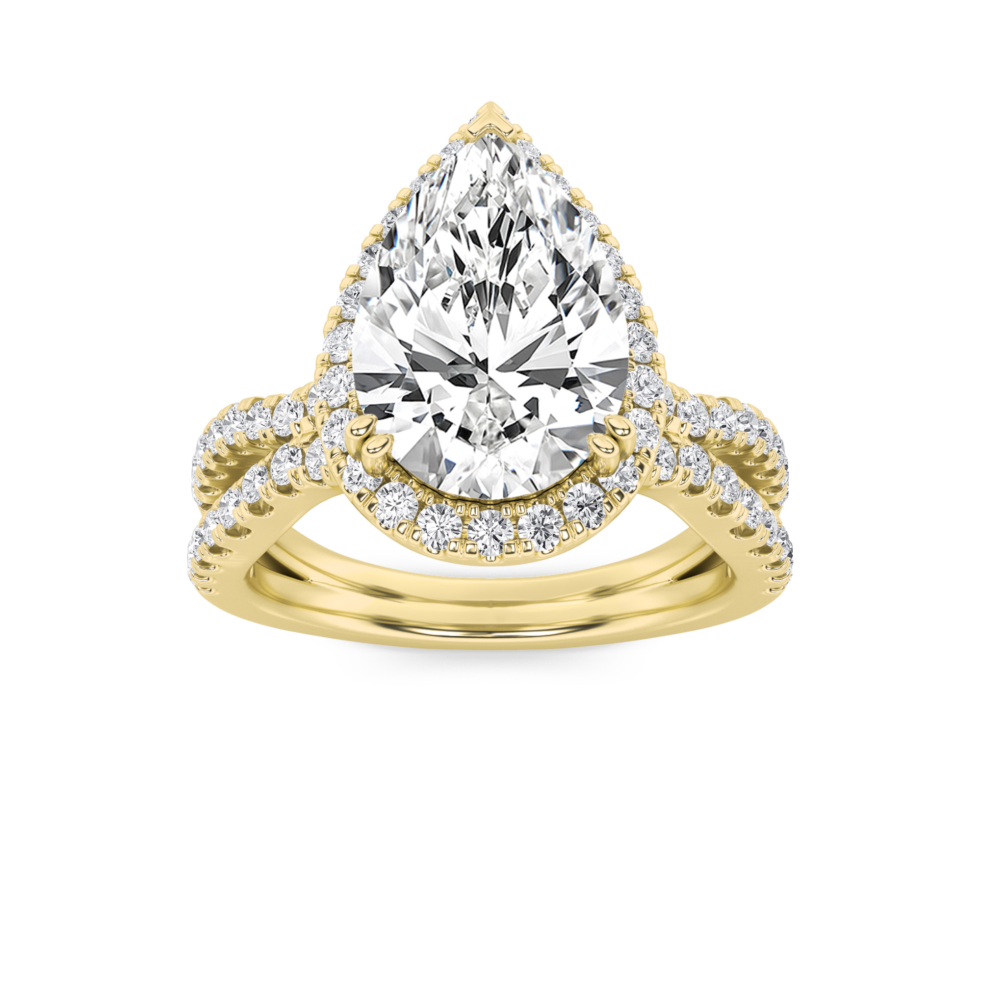 4.00 CT Pear Diamond Ring in 14K Yellow Gold