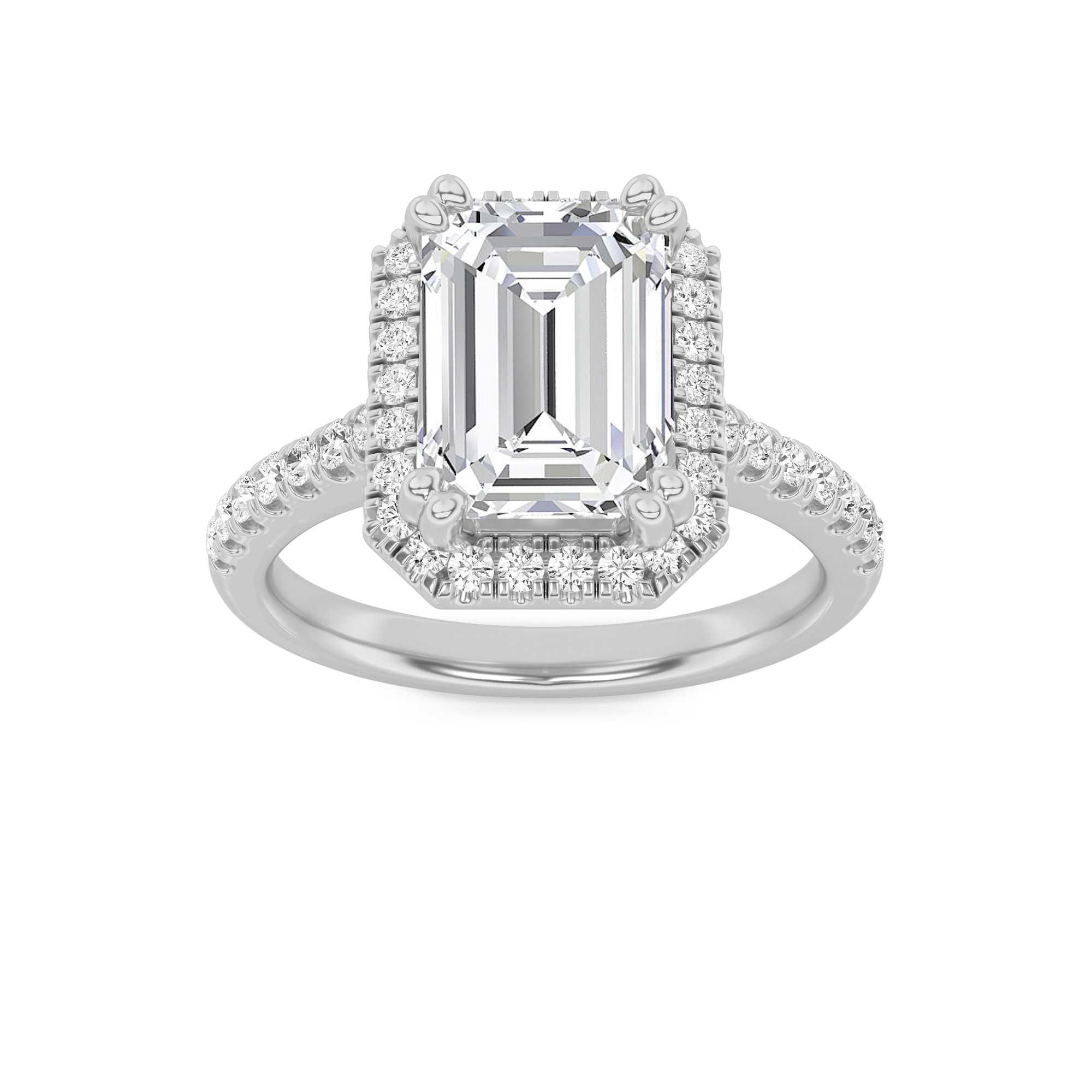 3.00 CT Emerald Diamond Ring in 14K White Gold