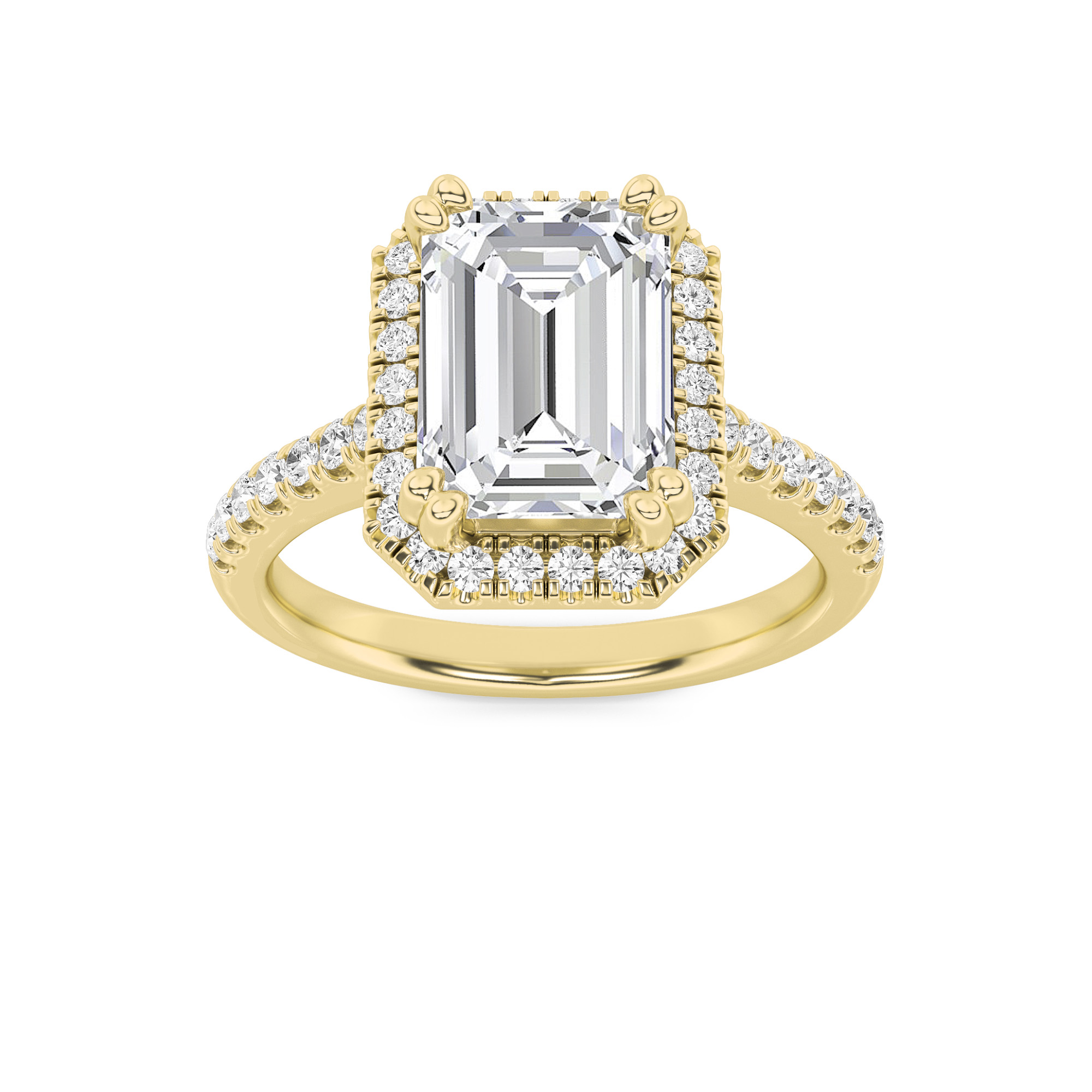 3.00 CT Emerald Diamond Ring in 14K Yellow Gold