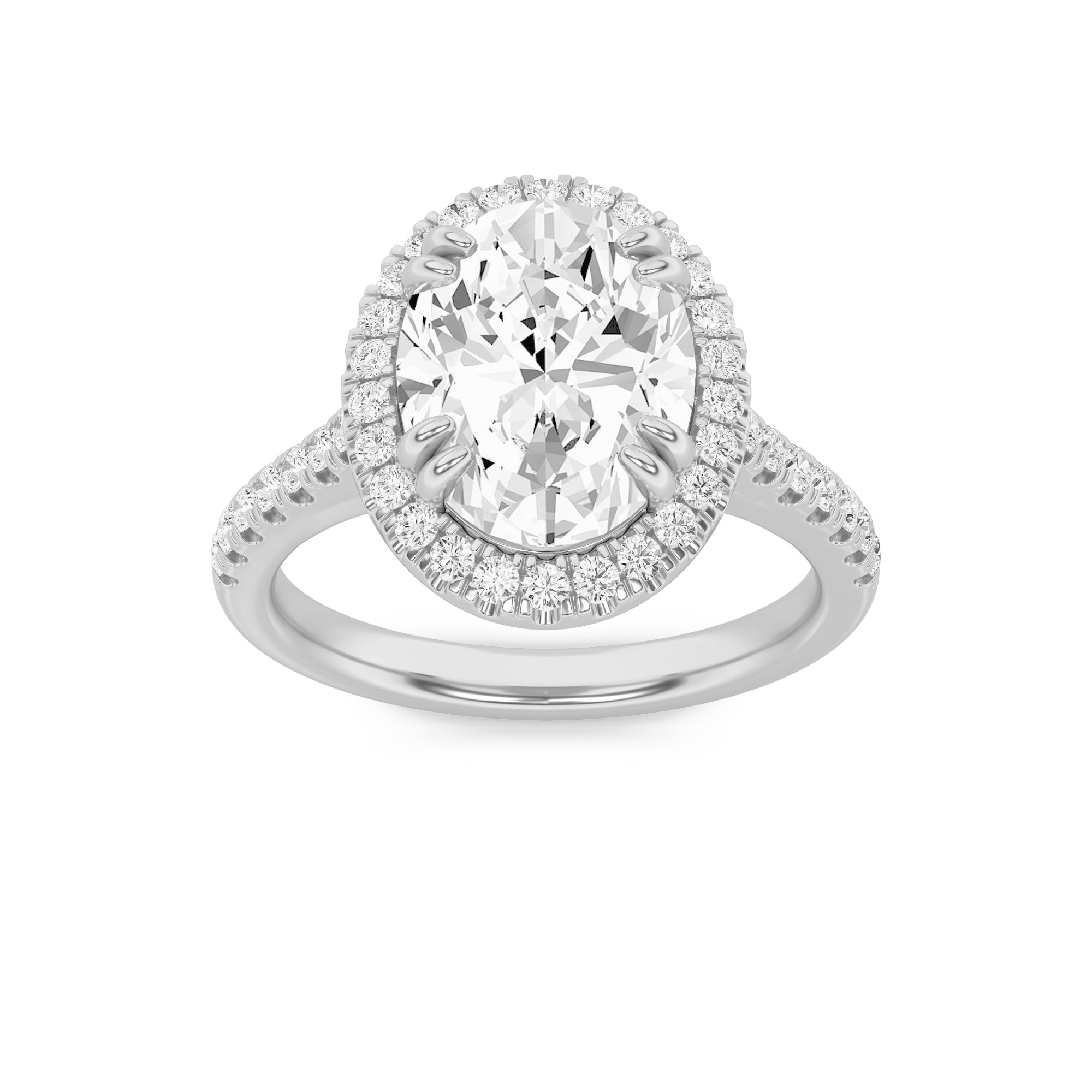 3.00 CT Oval Diamond Ring in 14K White Gold