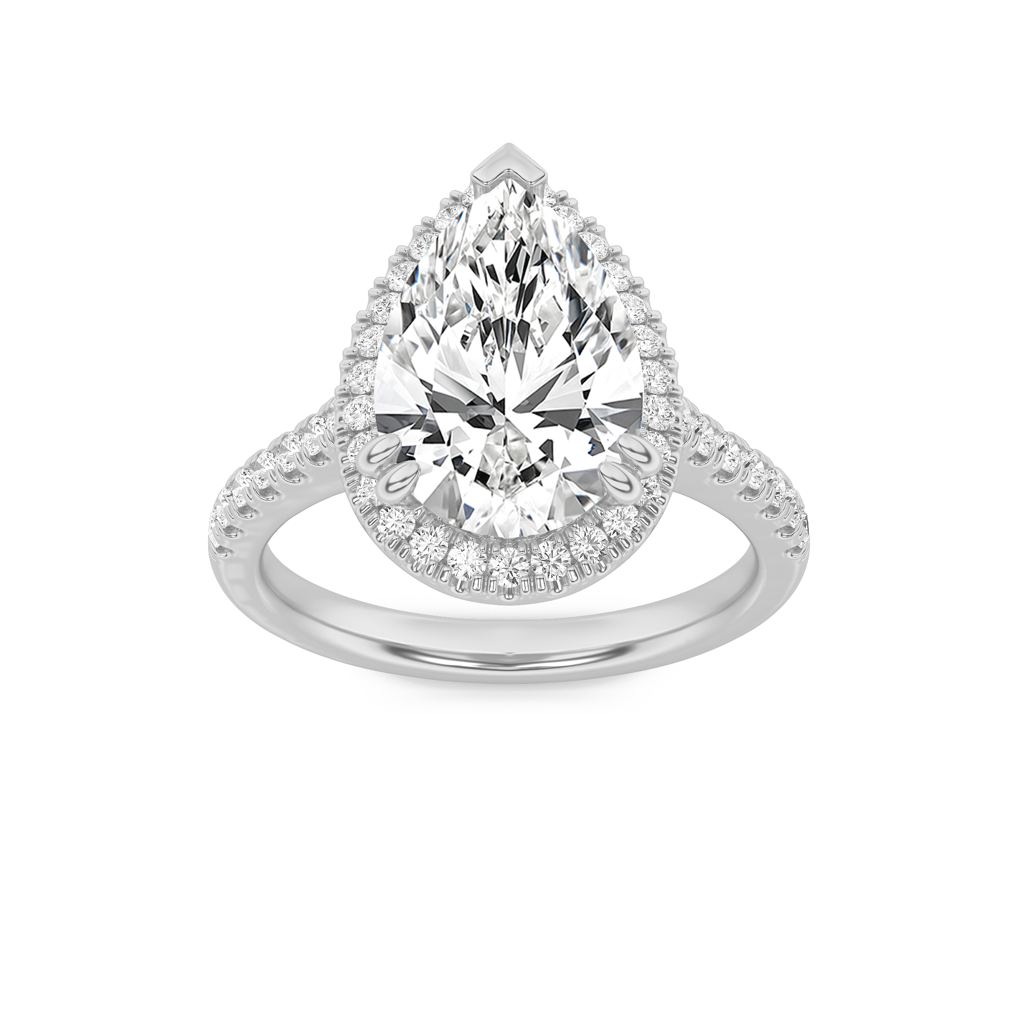 3.00 CT Pear Diamond Ring in 14K White Gold