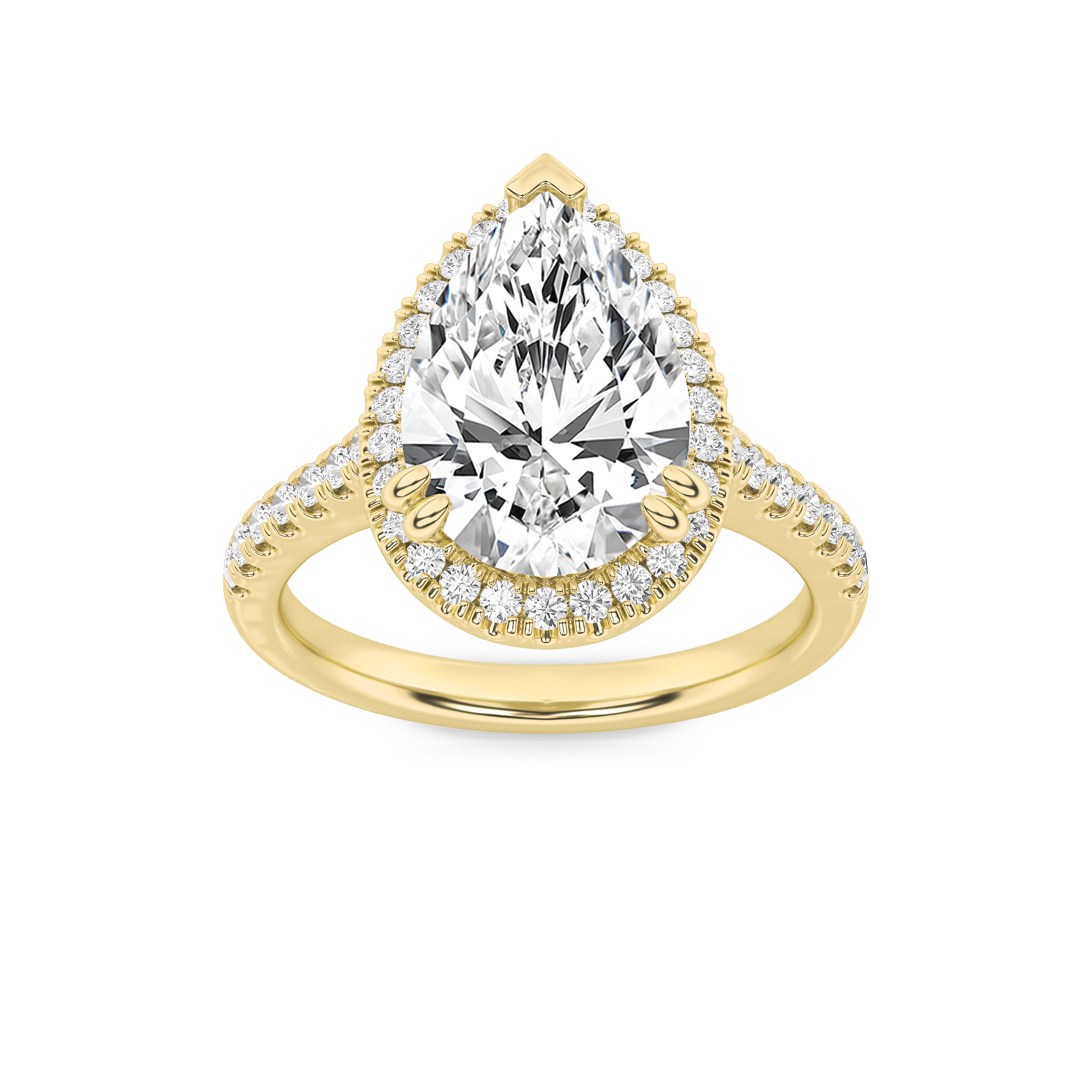 3.00 CT Pear Diamond Ring in 14K Yellow Gold