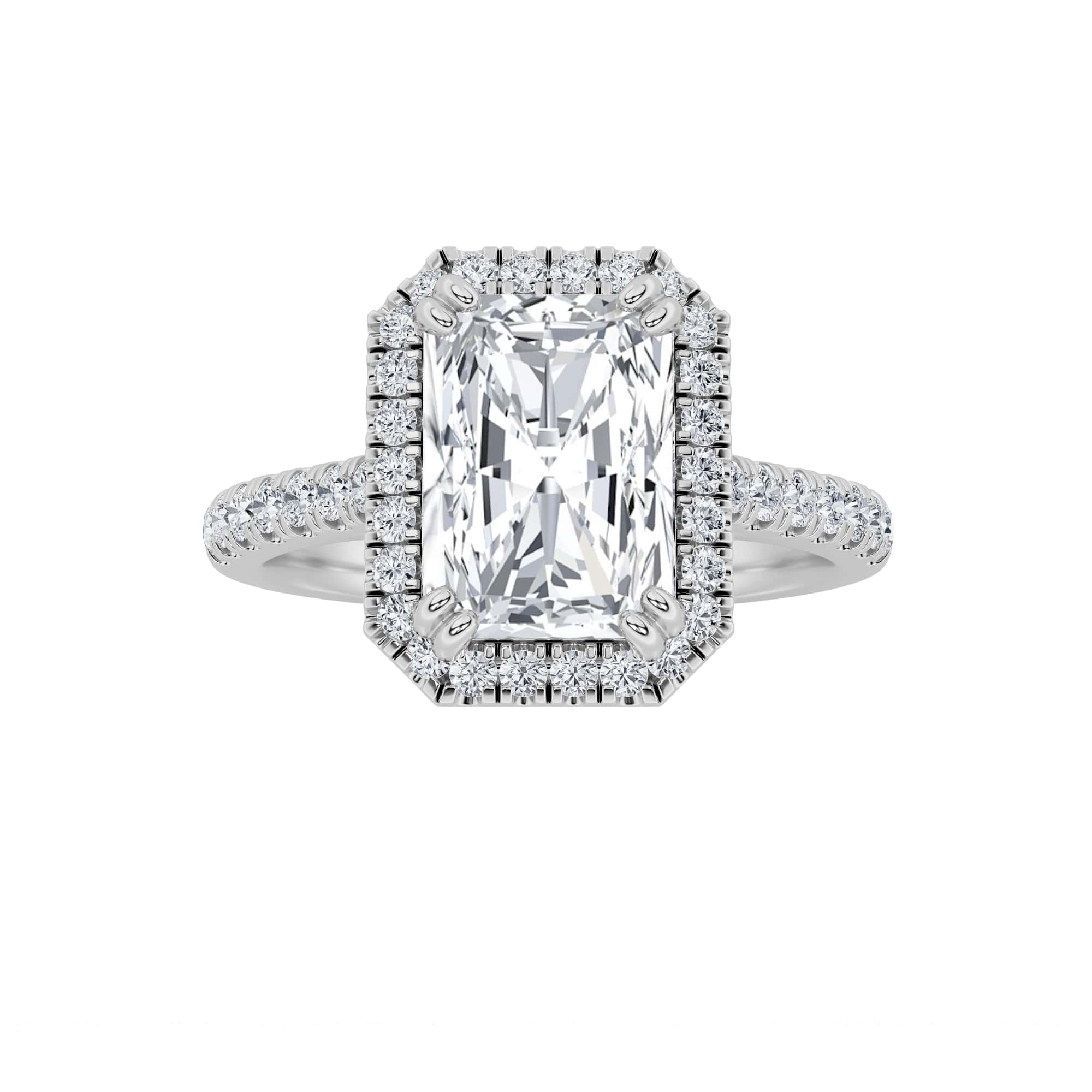 3.00 CT Radiant Diamond Ring in 14K White Gold