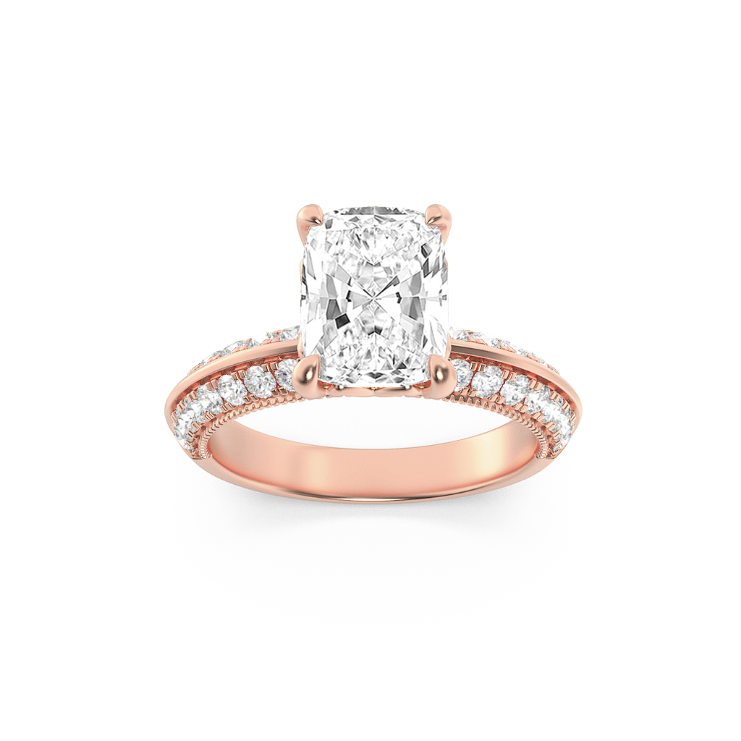 1.75 CT Cushion Diamond Ring in 14K Rose Gold