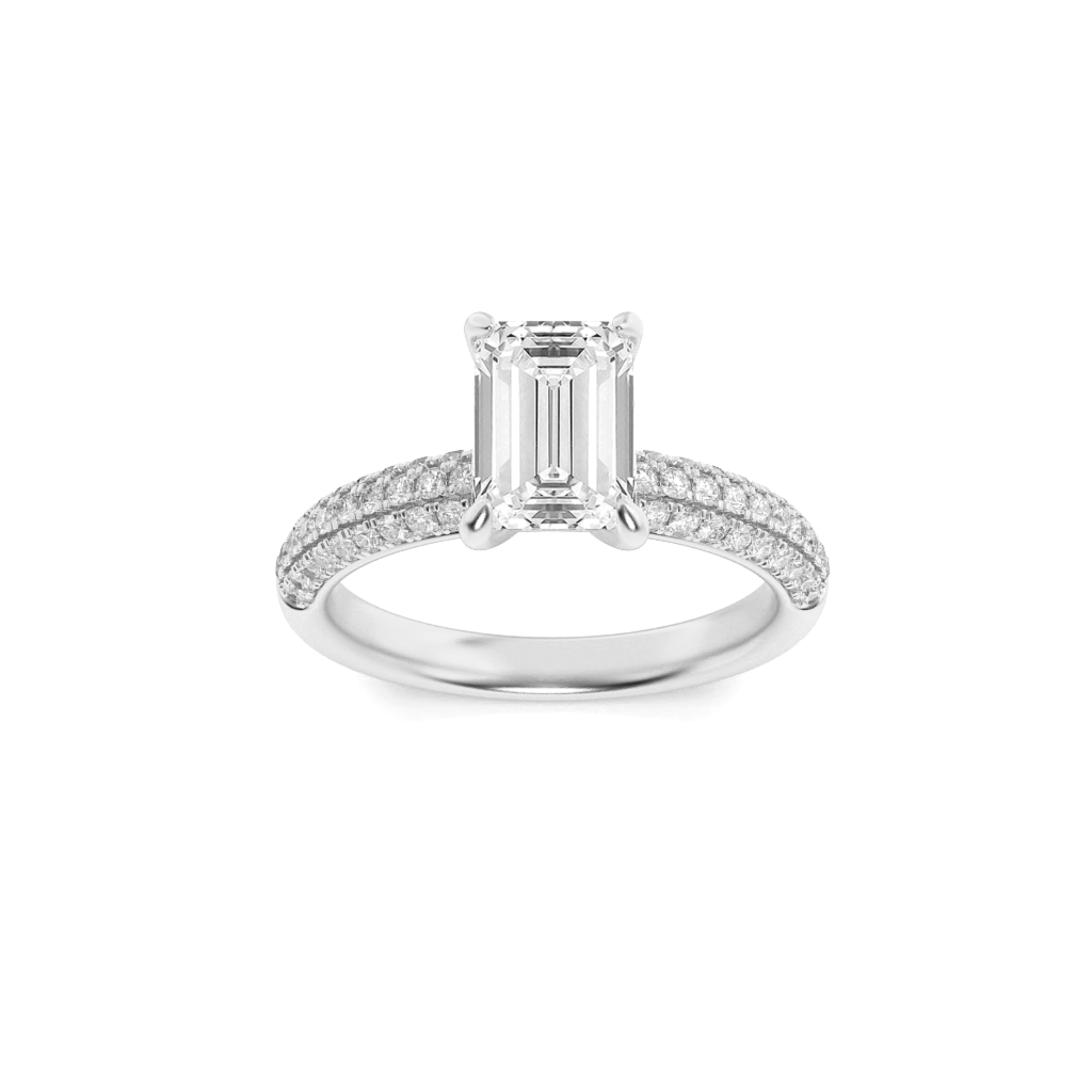 1.50 CT Emerald Diamond Ring in 14K White Gold