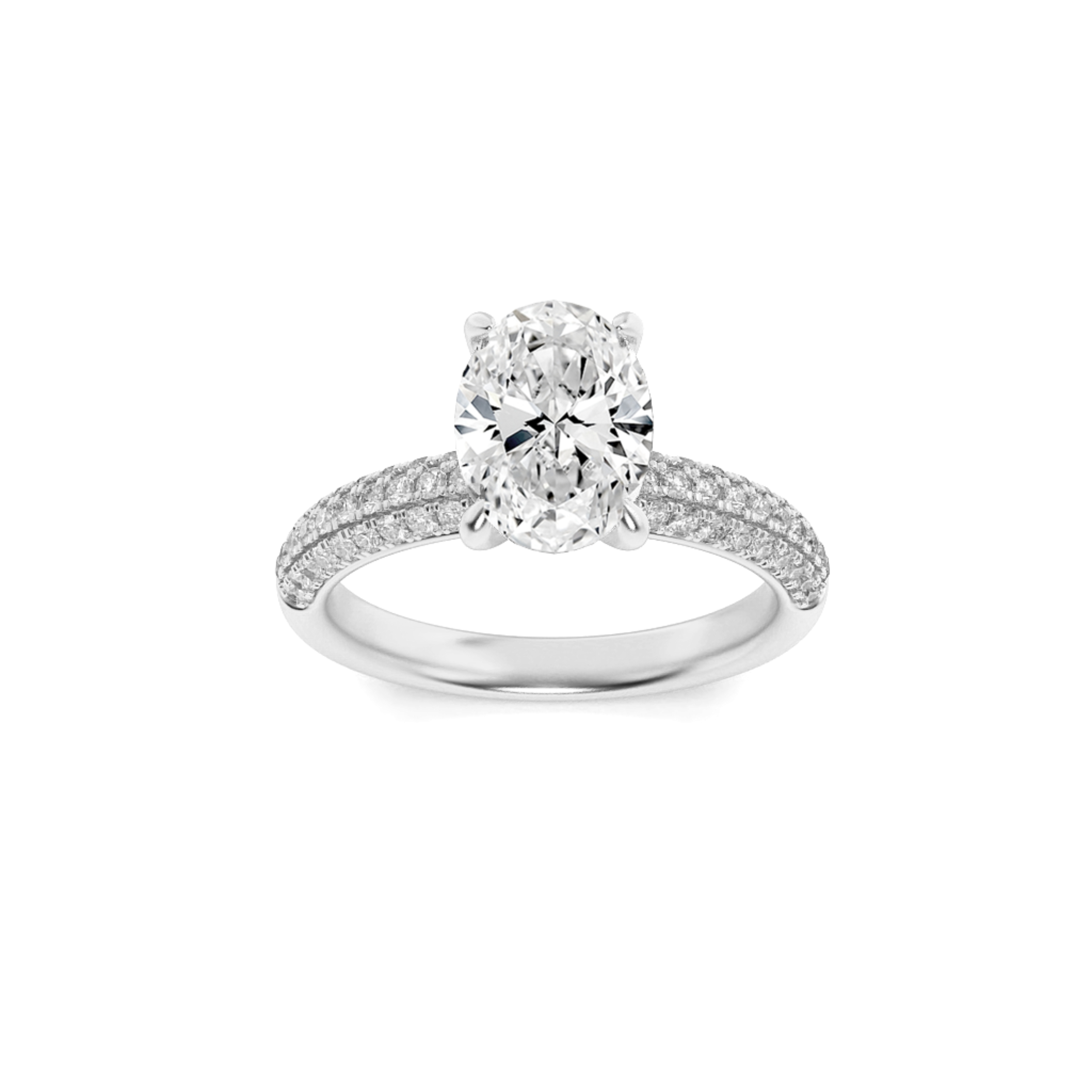 1.50 CT Oval Diamond Ring in 14K White Gold