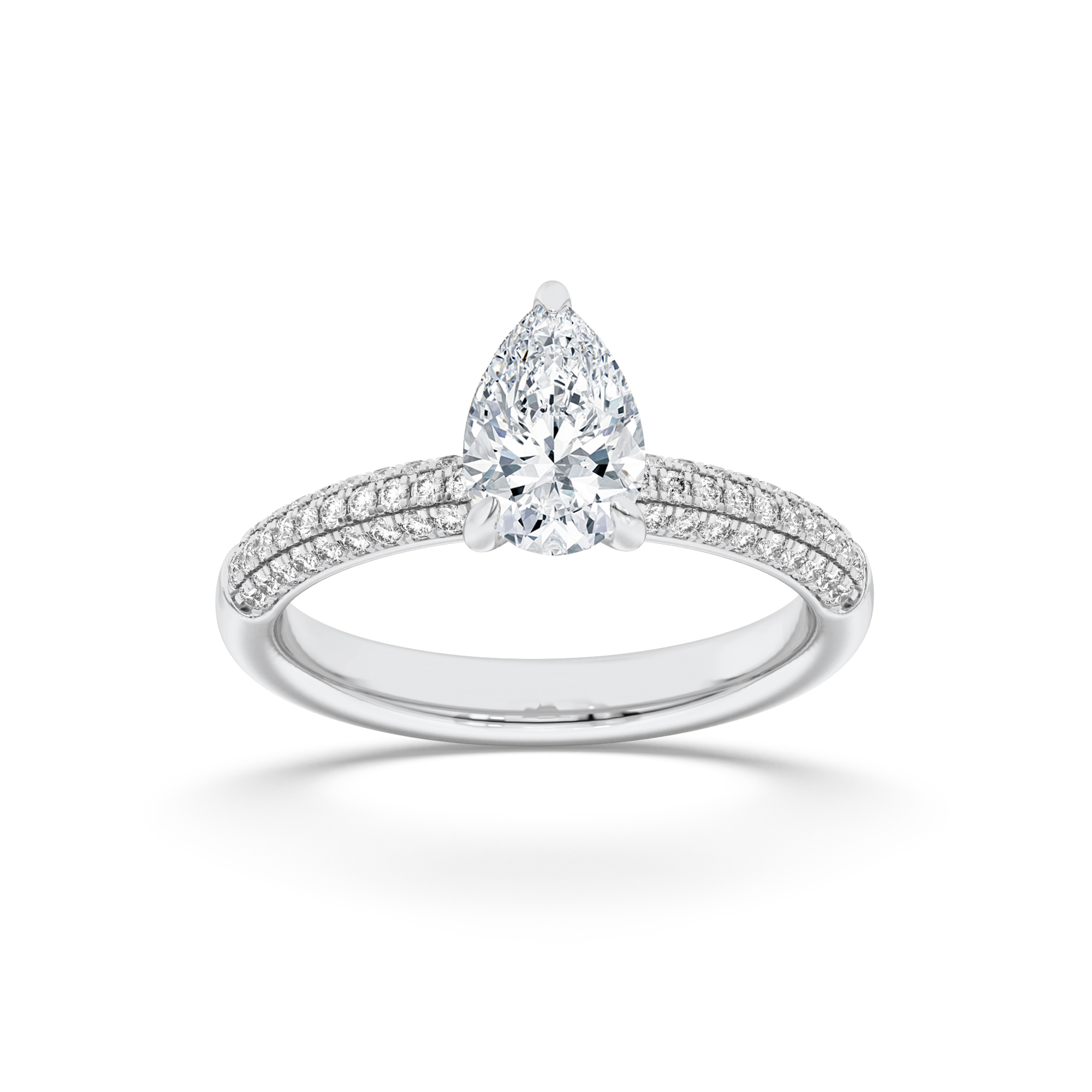 1.50 CT Pear Diamond Ring in 14K White Gold