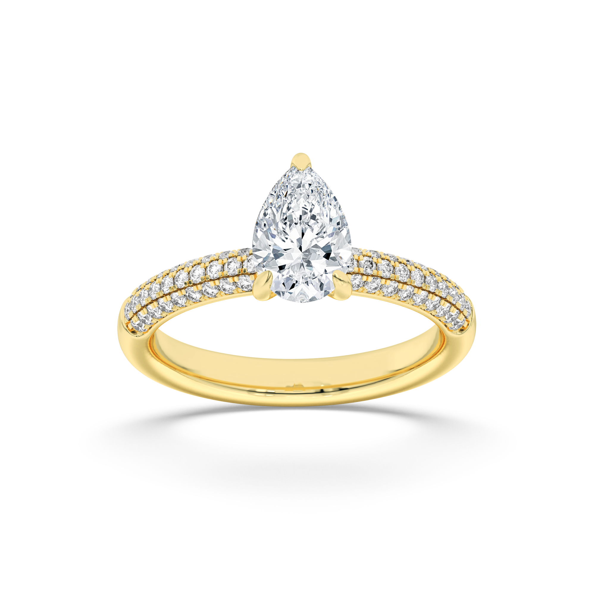 1.50 CT Pear Diamond Ring in 14K Yellow Gold