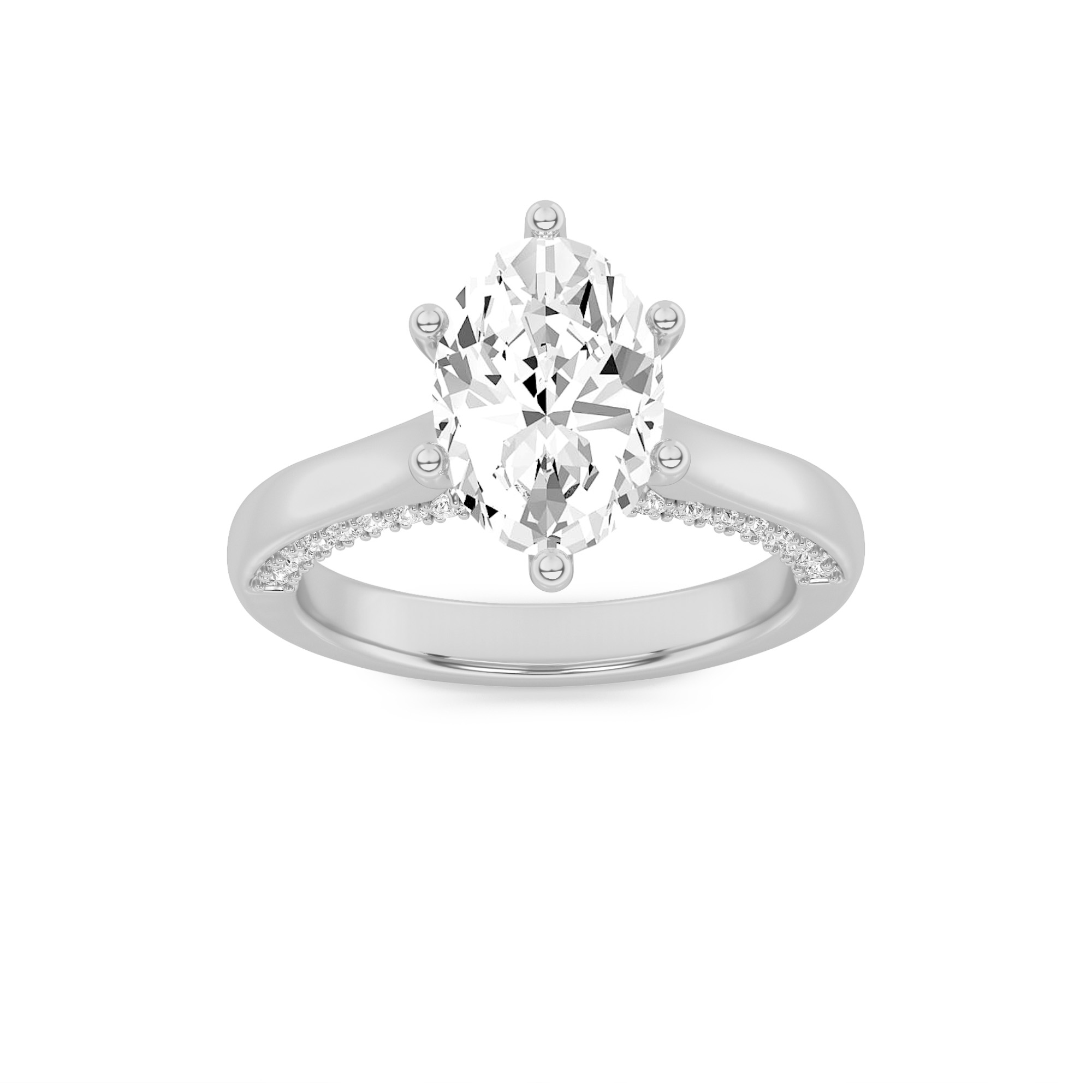 2.00 CT Oval Diamond Ring in 14K White Gold