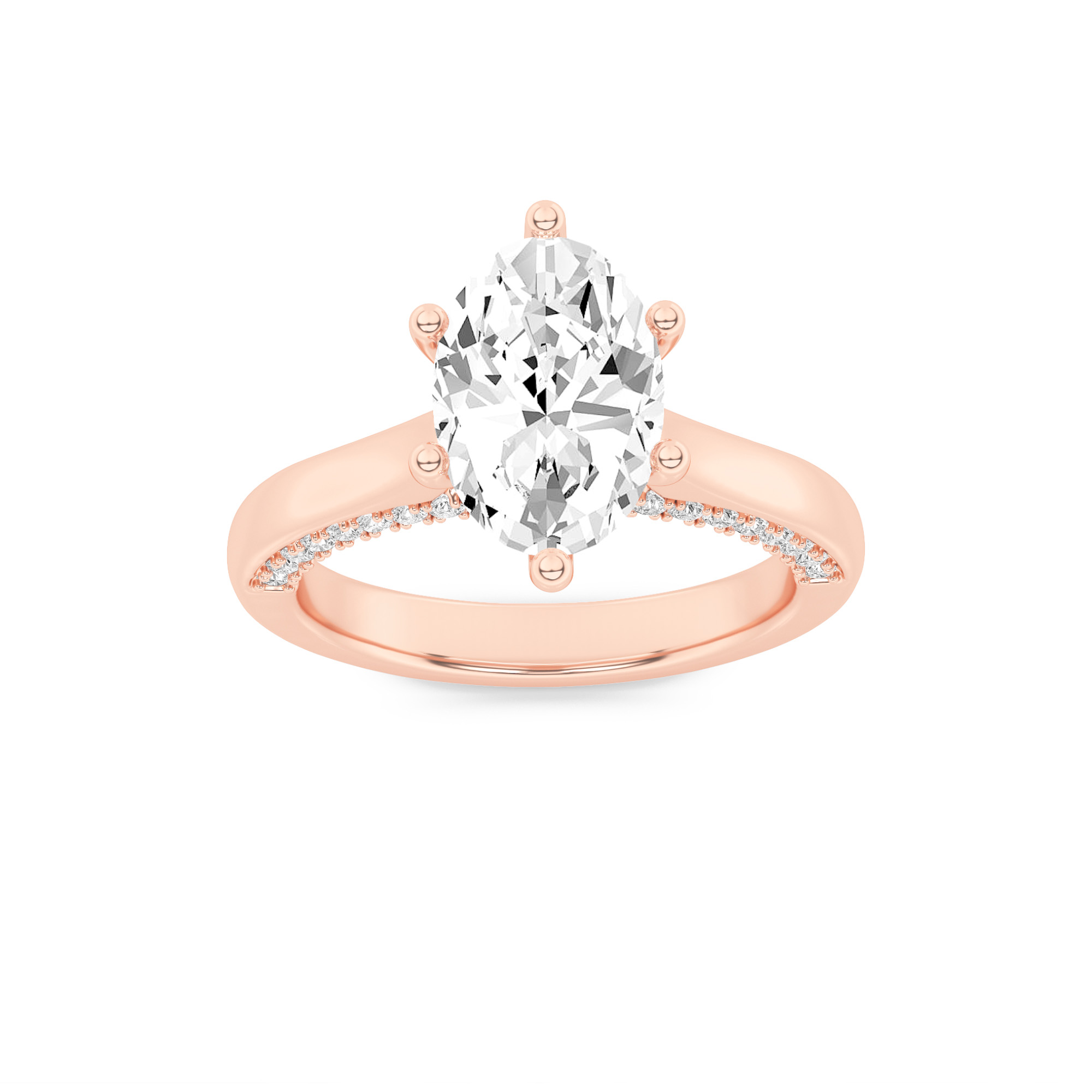 2.00 CT Oval Diamond Ring in 14K Rose Gold