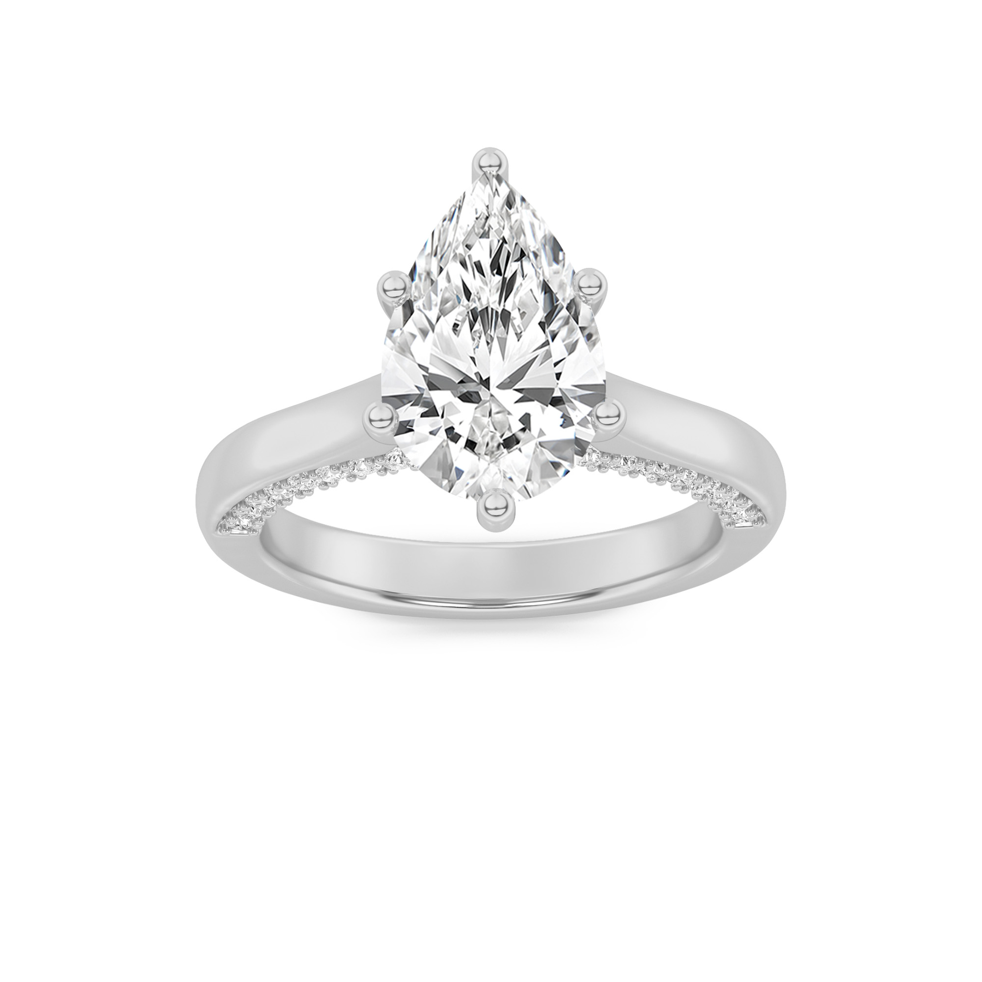 1.25 CT Pear Diamond Ring in 14K White Gold