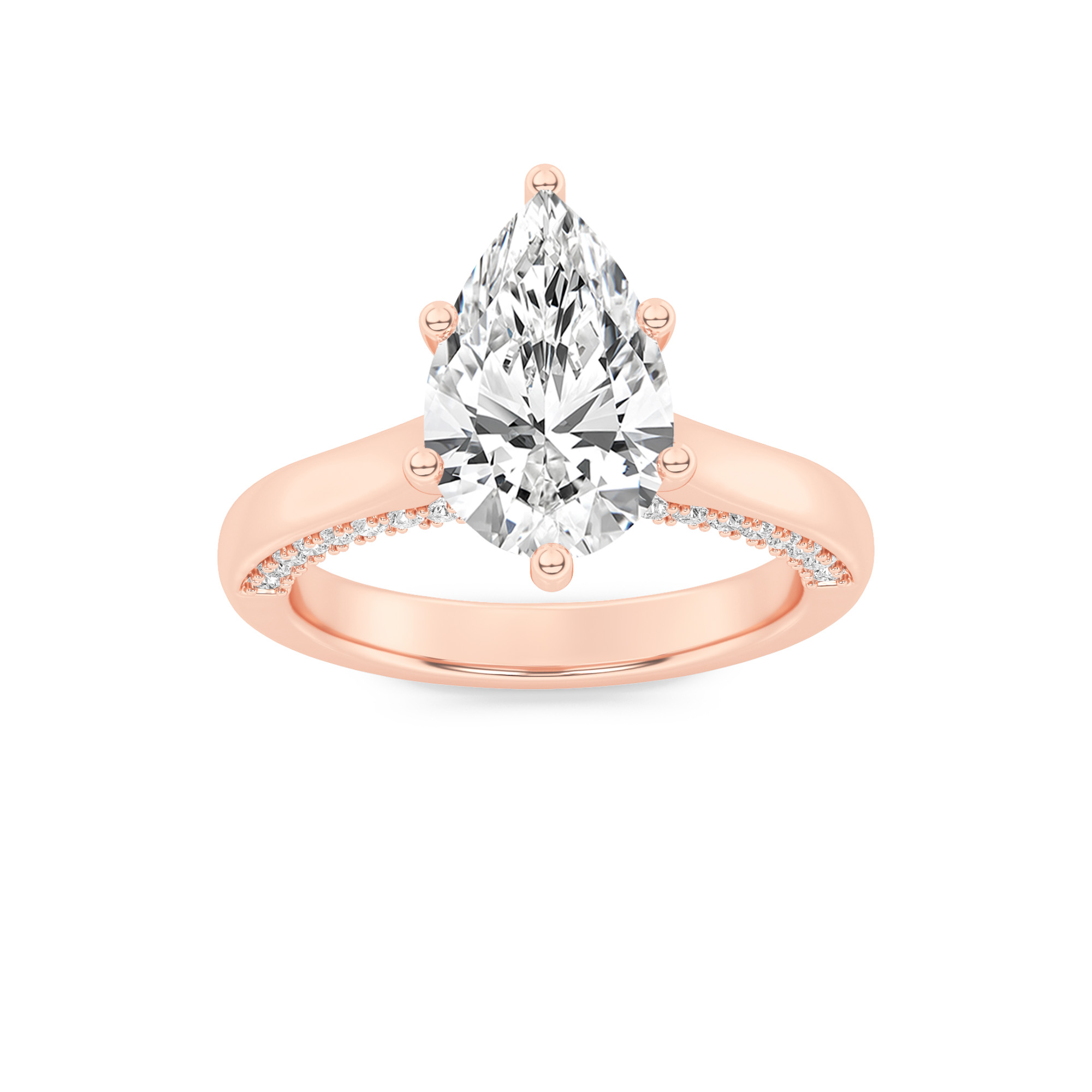 1.25 CT Pear Diamond Ring in 14K Rose Gold
